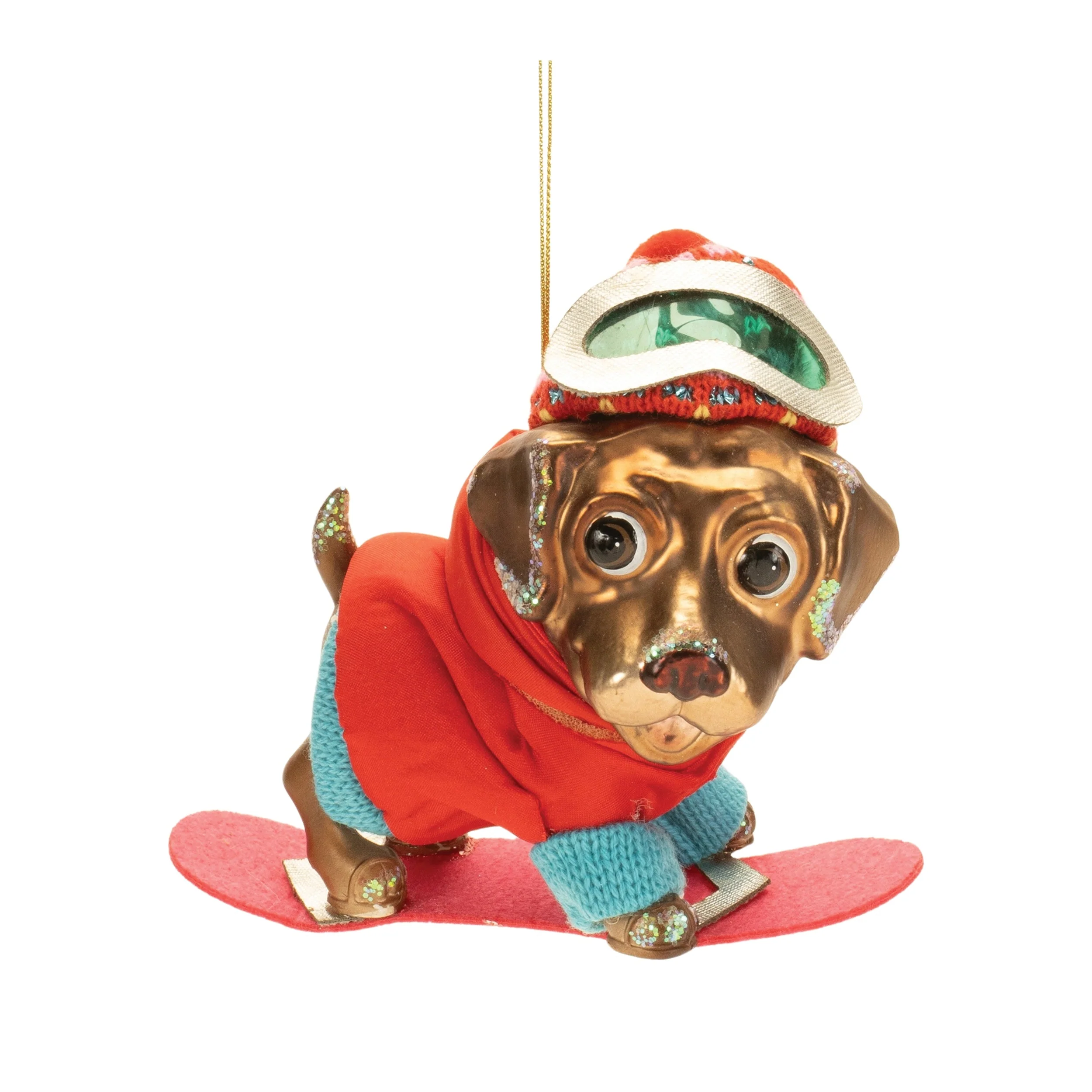 Glittered Snowboarding Dog Ornament (Set of 6) - Image 2