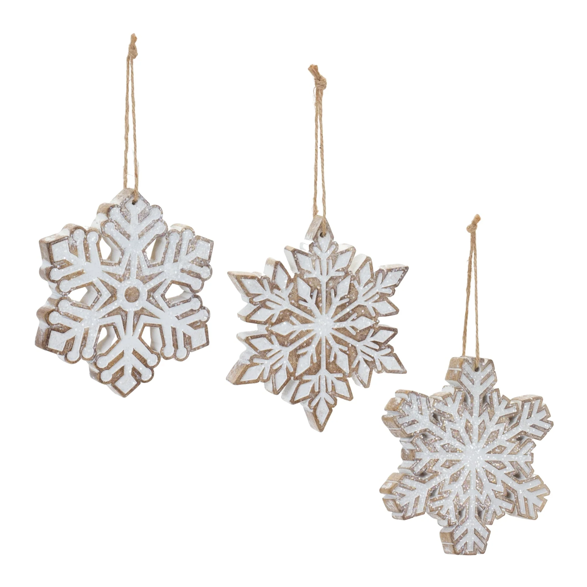Glittered Snowflake Ornament (Set of 3) - Image 2