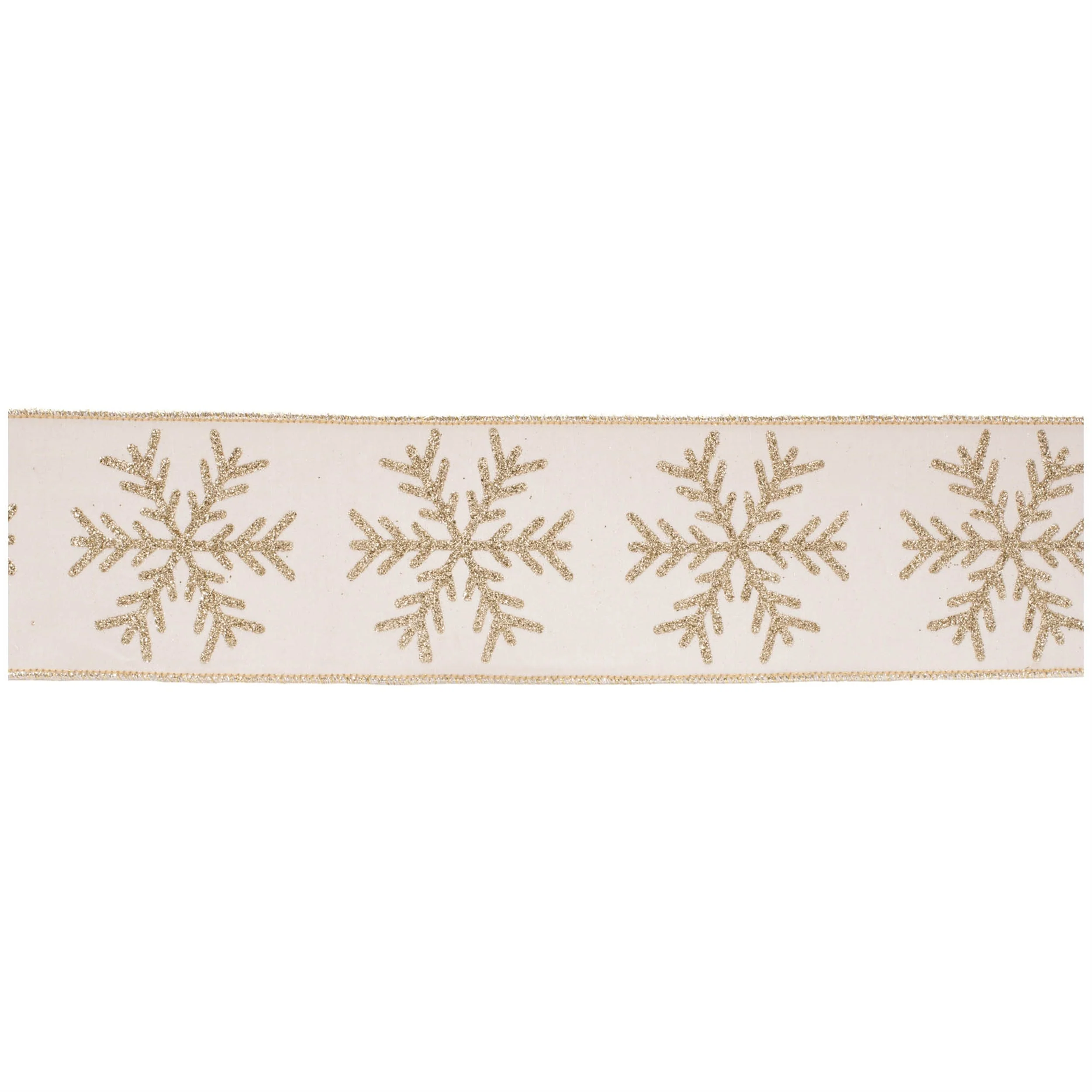 Glittered Snowflake Wired Ribbon 4" x 5 Yds. - Image 3