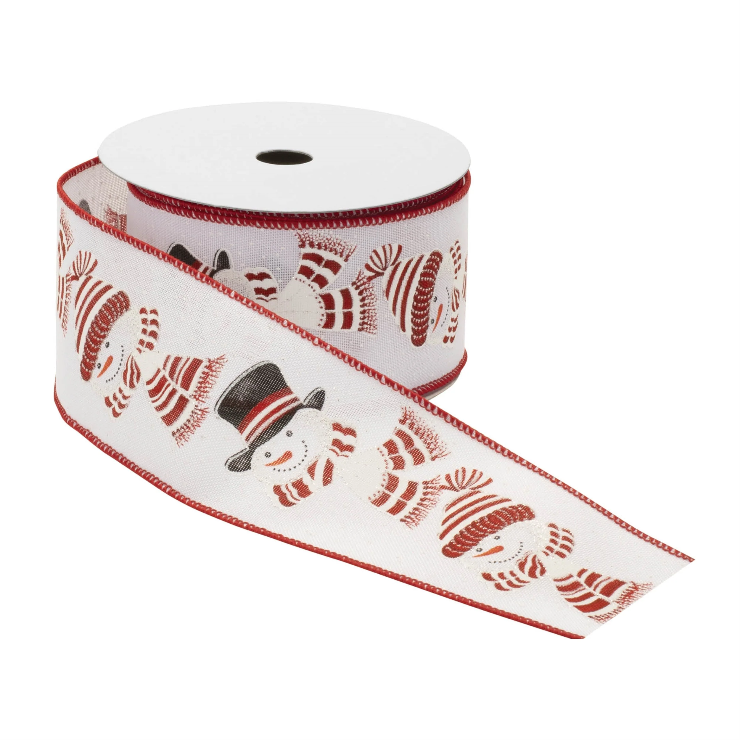 Glittered Snowman Wired Ribbon (Set of 2) - Image 2