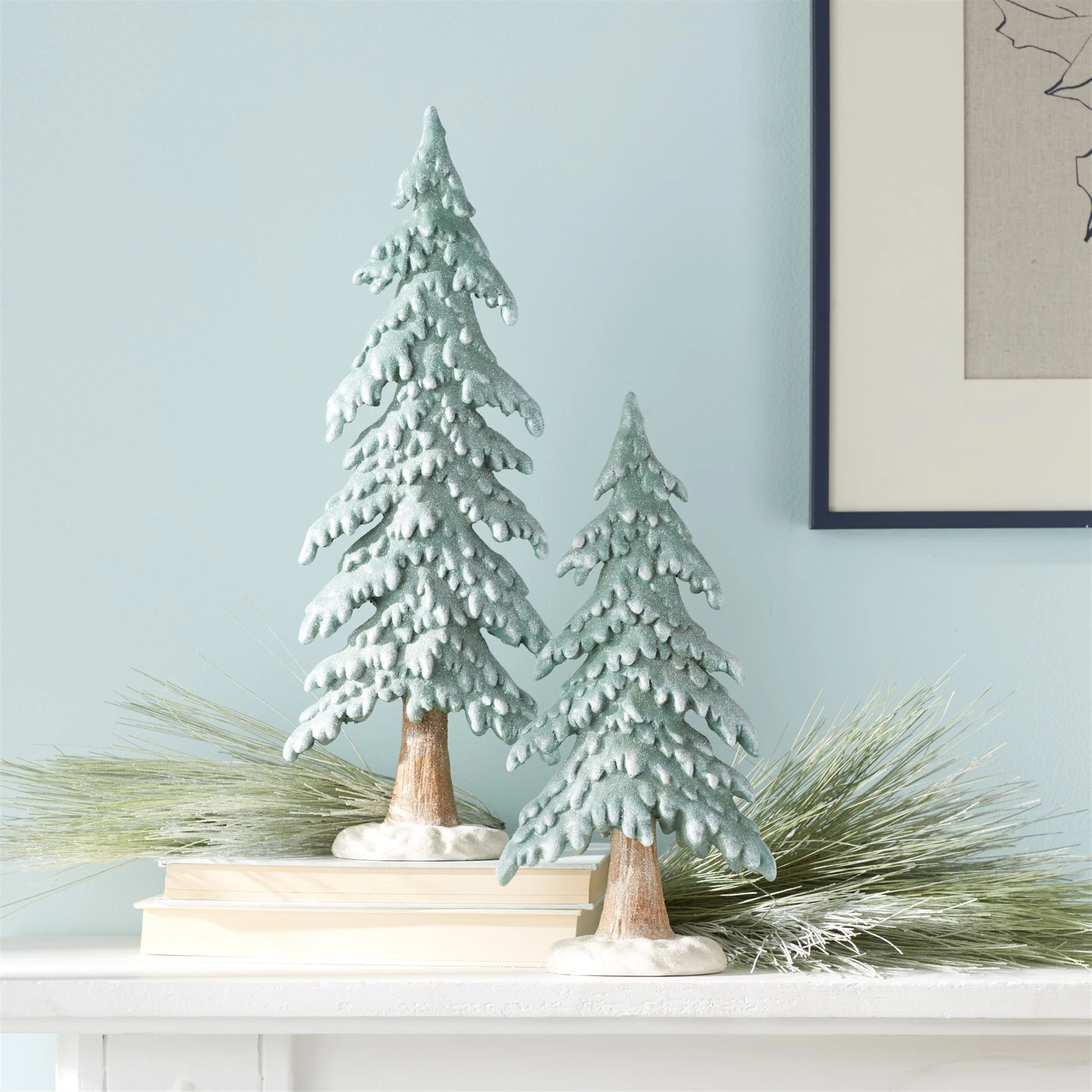 Glittered Winter Pine Tree (Set of 2) - Image 2