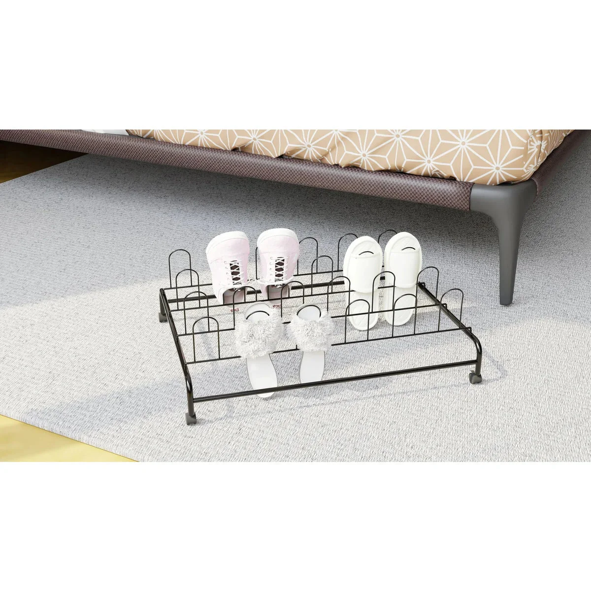 Glossy Black UTB Rolling Shoe Rack - Stores Up to 12 Shoes - Image 3