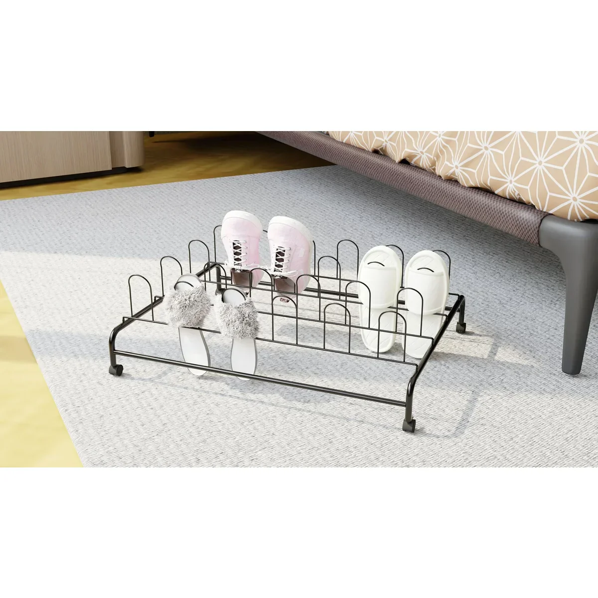 Glossy Black UTB Rolling Shoe Rack - Stores Up to 12 Shoes - Image 4
