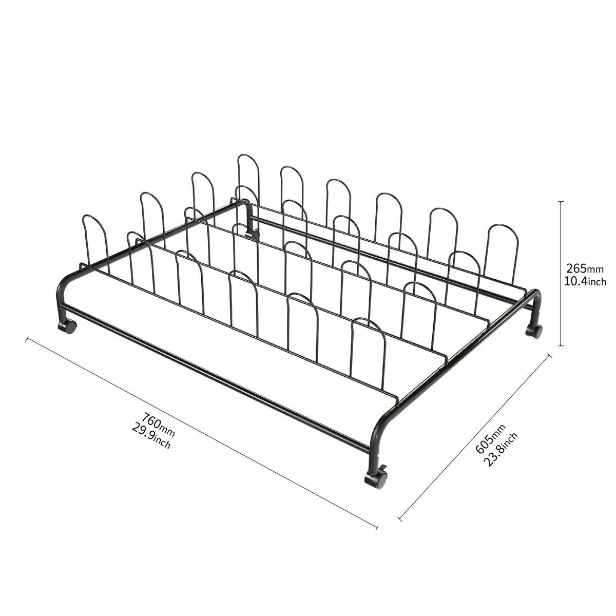 Glossy Black UTB Rolling Shoe Rack - Stores Up to 12 Shoes - Image 7