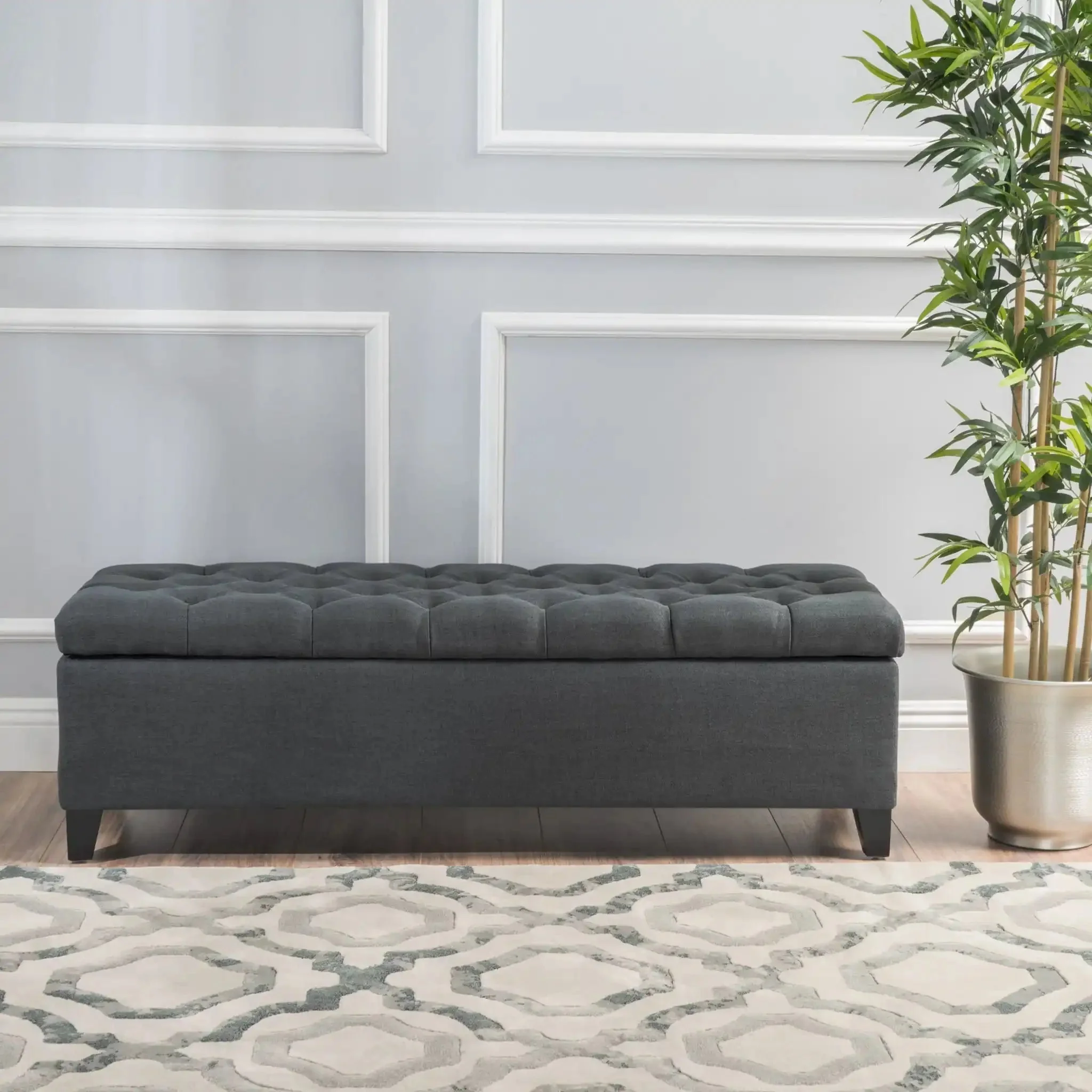 Glouster - Contemporary Storage Ottoman With Button Tufted Design - Image 4