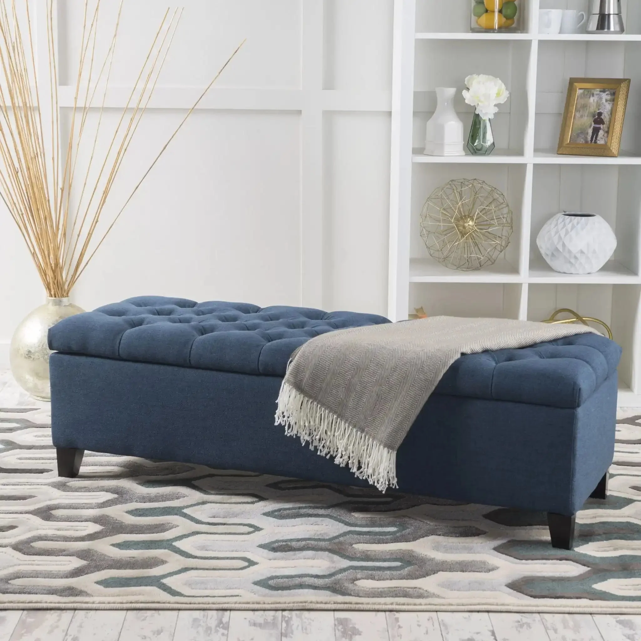 Glouster - Contemporary Storage Ottoman With Button Tufted Design - Image 5