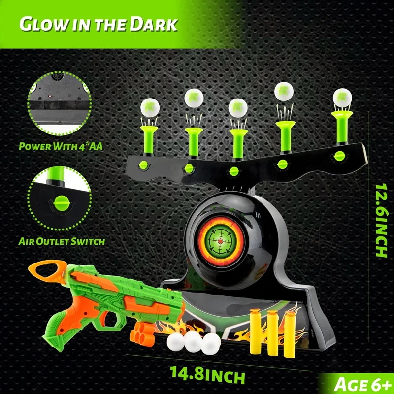 Glow-In-The-Dark Floating Target Game for Kids - Foam Dart Shooting Challenge with Sound Effects and Battery-Powered Base - Image 4