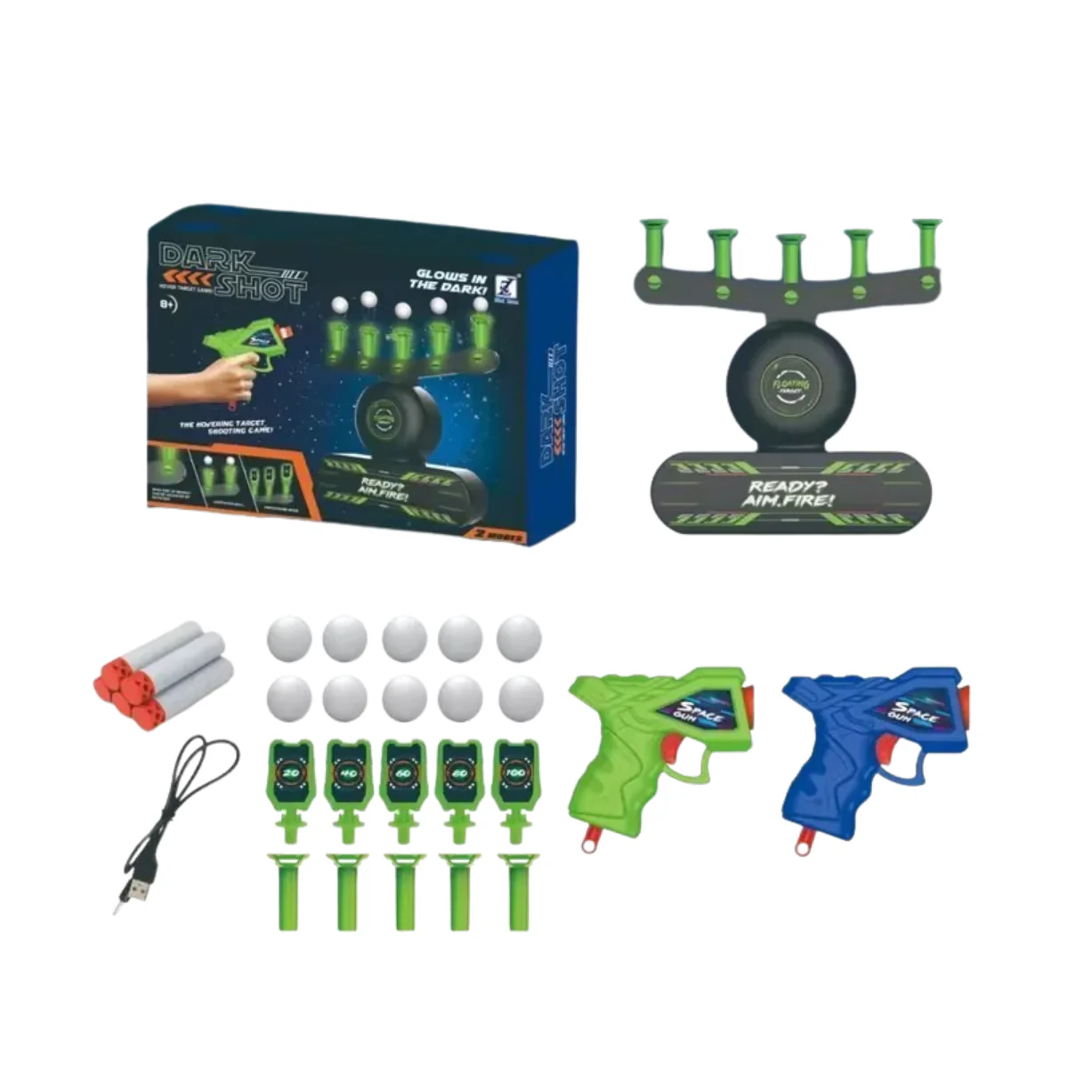 Glow-In-The-Dark Floating Target Game for Kids - Foam Dart Shooting Challenge with Sound Effects and Battery-Powered Base - Image 8