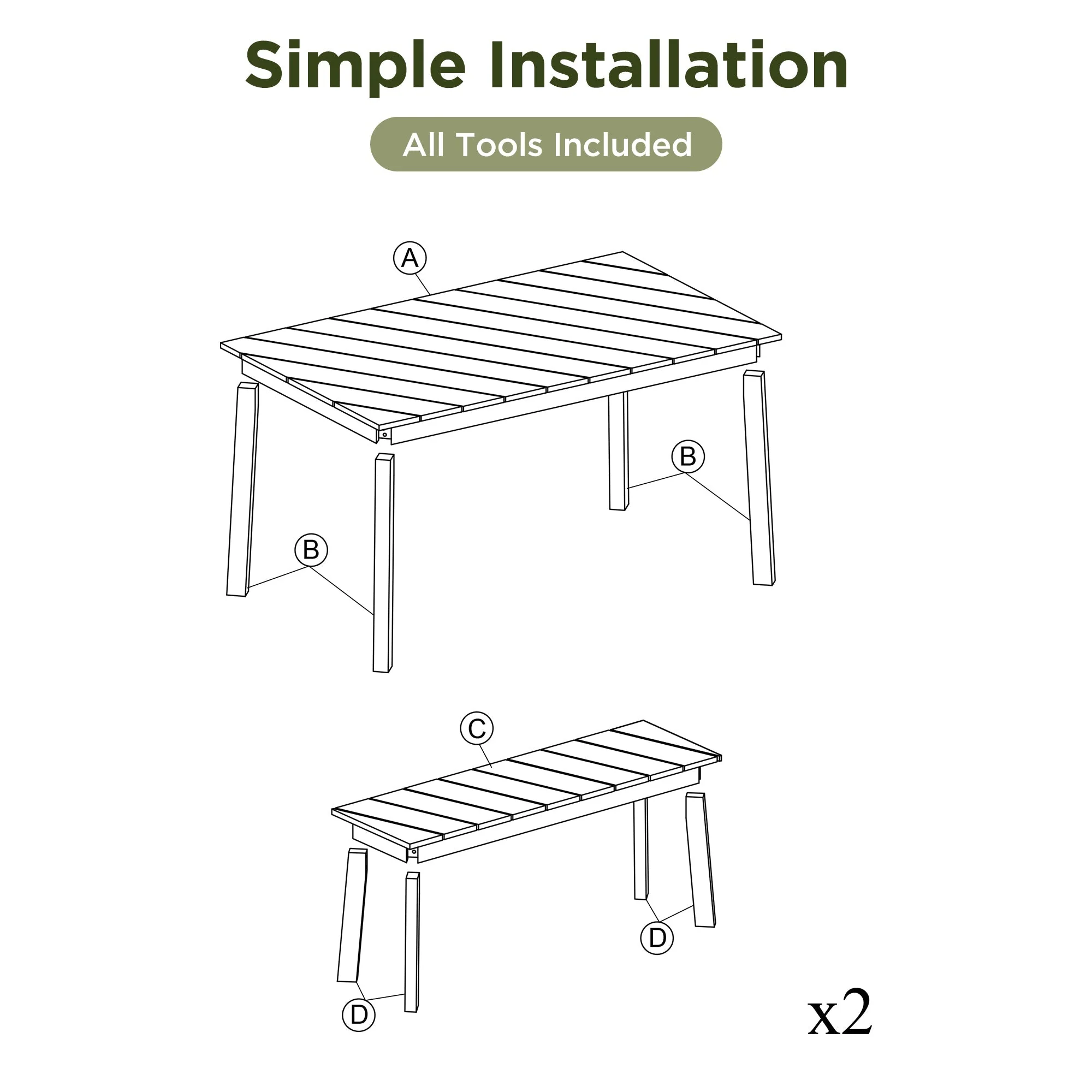 Go 3-Piece Acacia Wood Table Bench Dining Set - Image 4