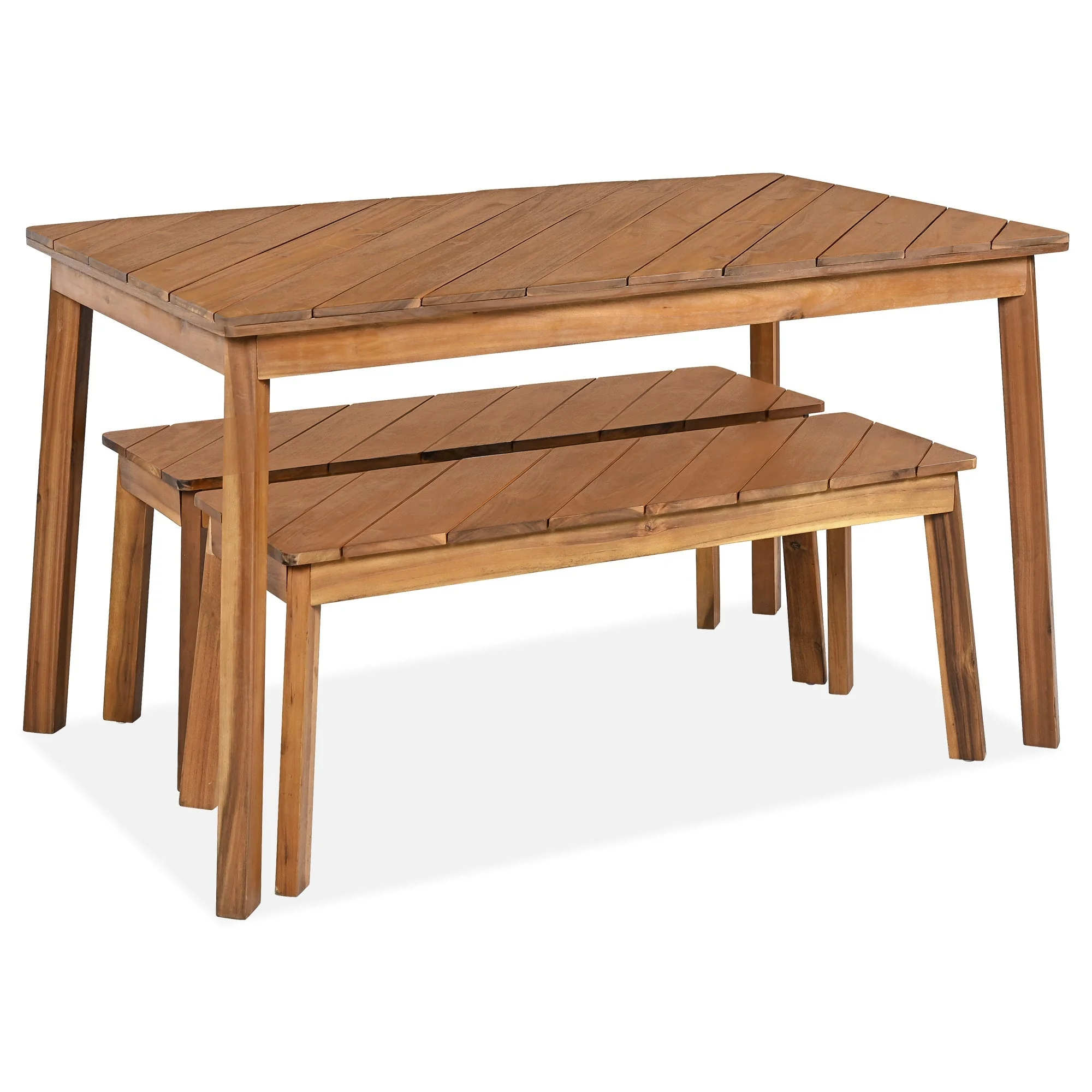 Go 3-Piece Acacia Wood Table Bench Dining Set - Image 6