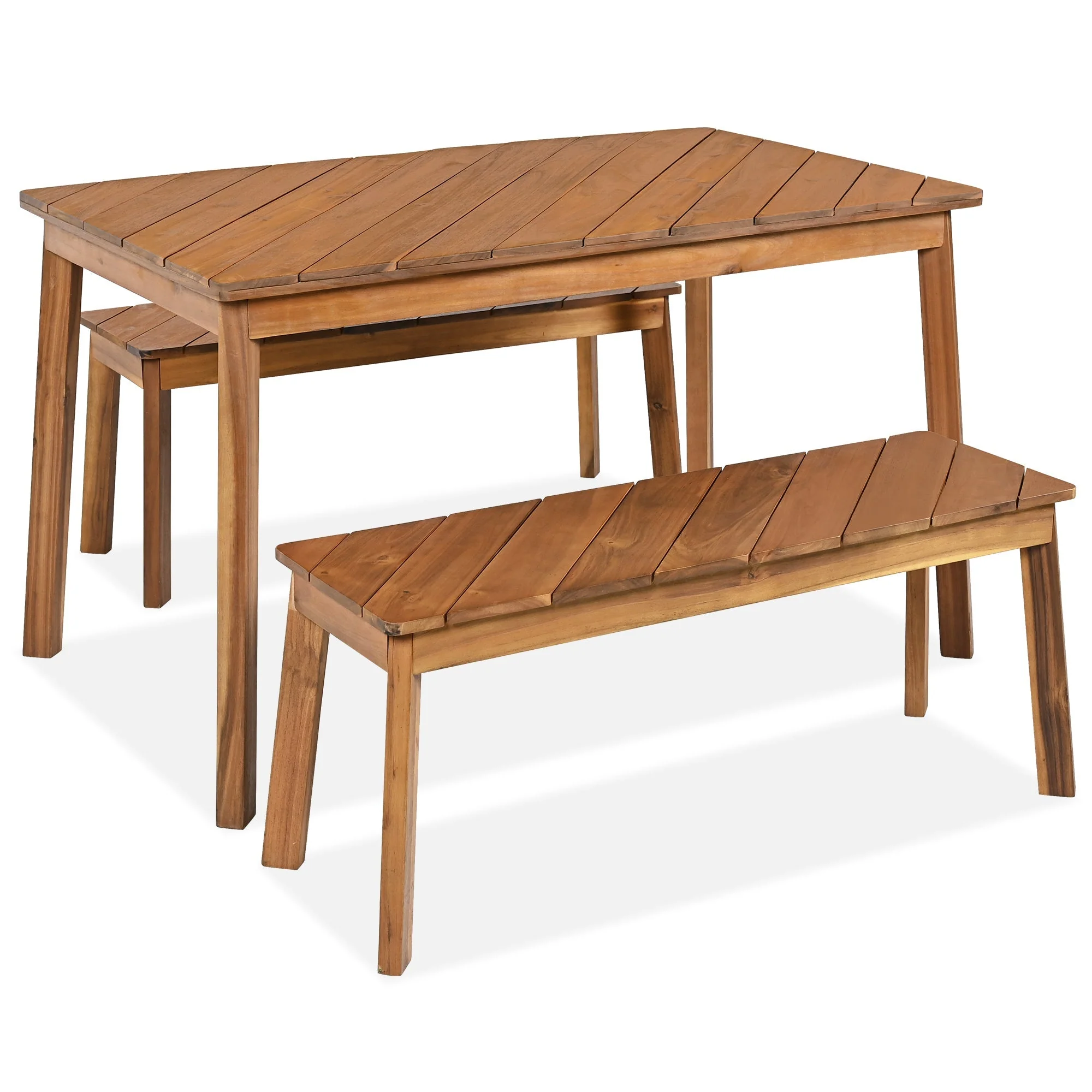 Go 3-Piece Acacia Wood Table Bench Dining Set - Image 7