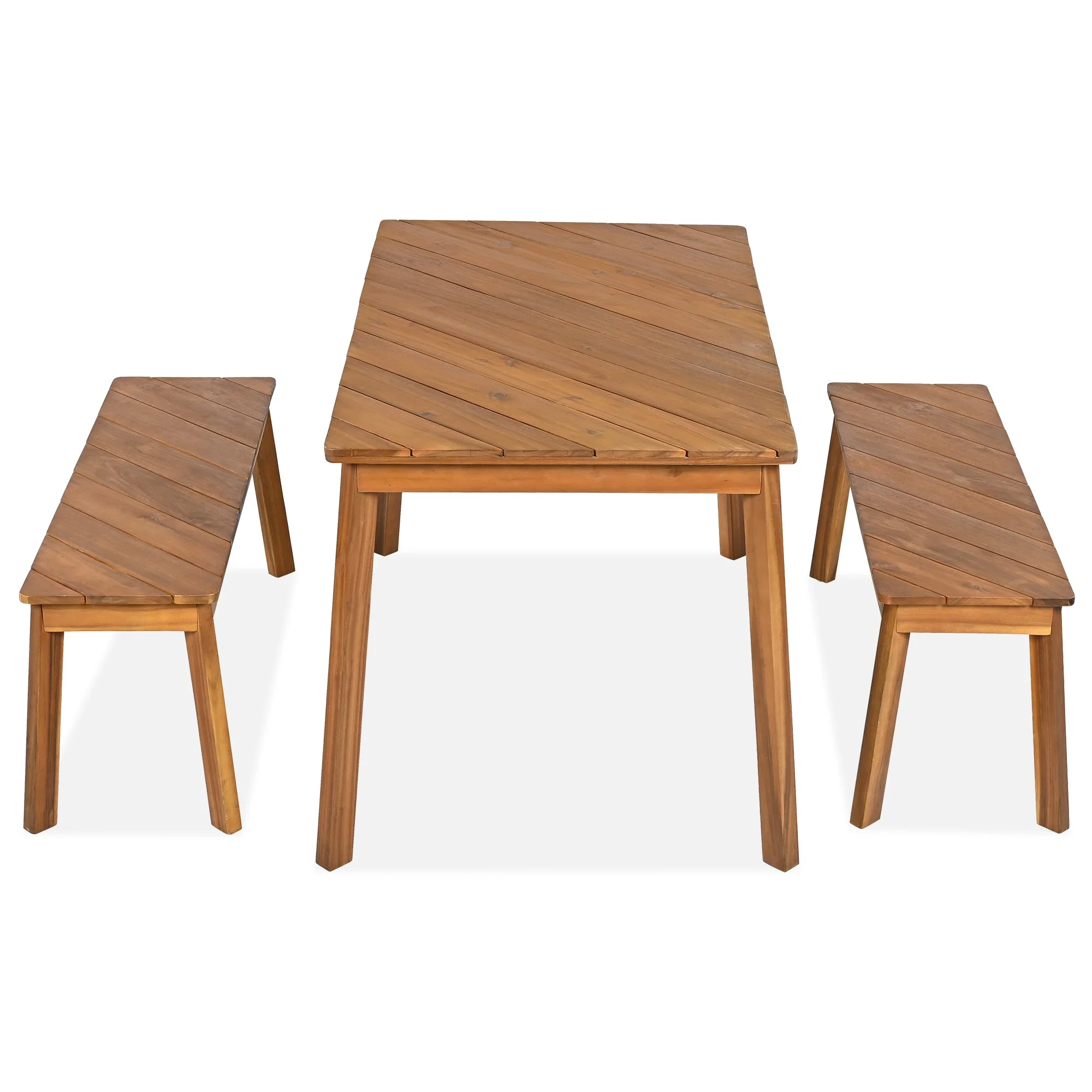 Go 3-Piece Acacia Wood Table Bench Dining Set - Image 8