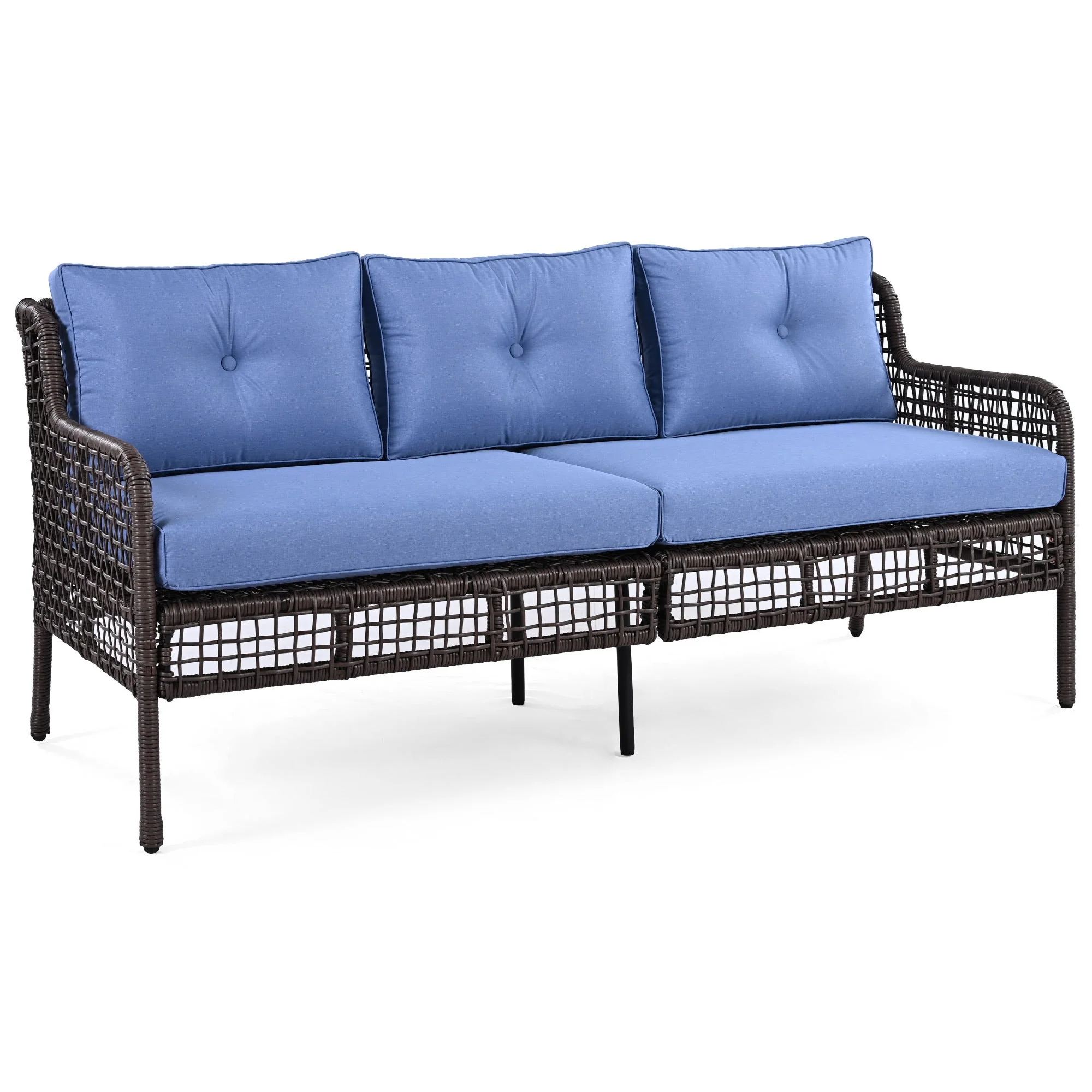 GO 4 Pieces Patio Furniture Set with Swivel Chairs Outdoor Wicker Sofas - Image 15