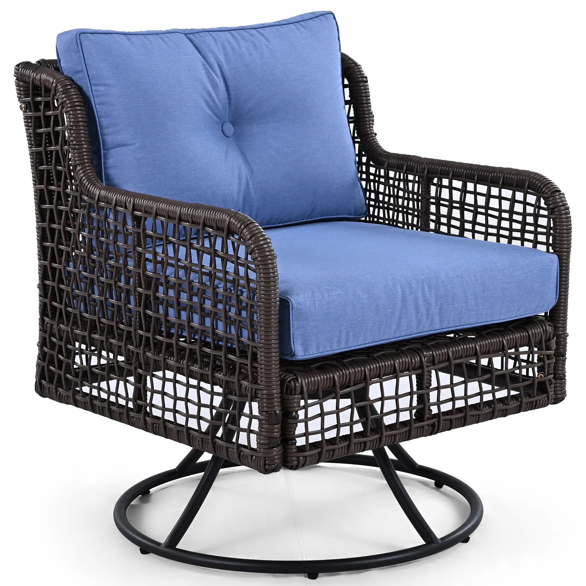 GO 4 Pieces Patio Furniture Set with Swivel Chairs Outdoor Wicker Sofas - Image 16