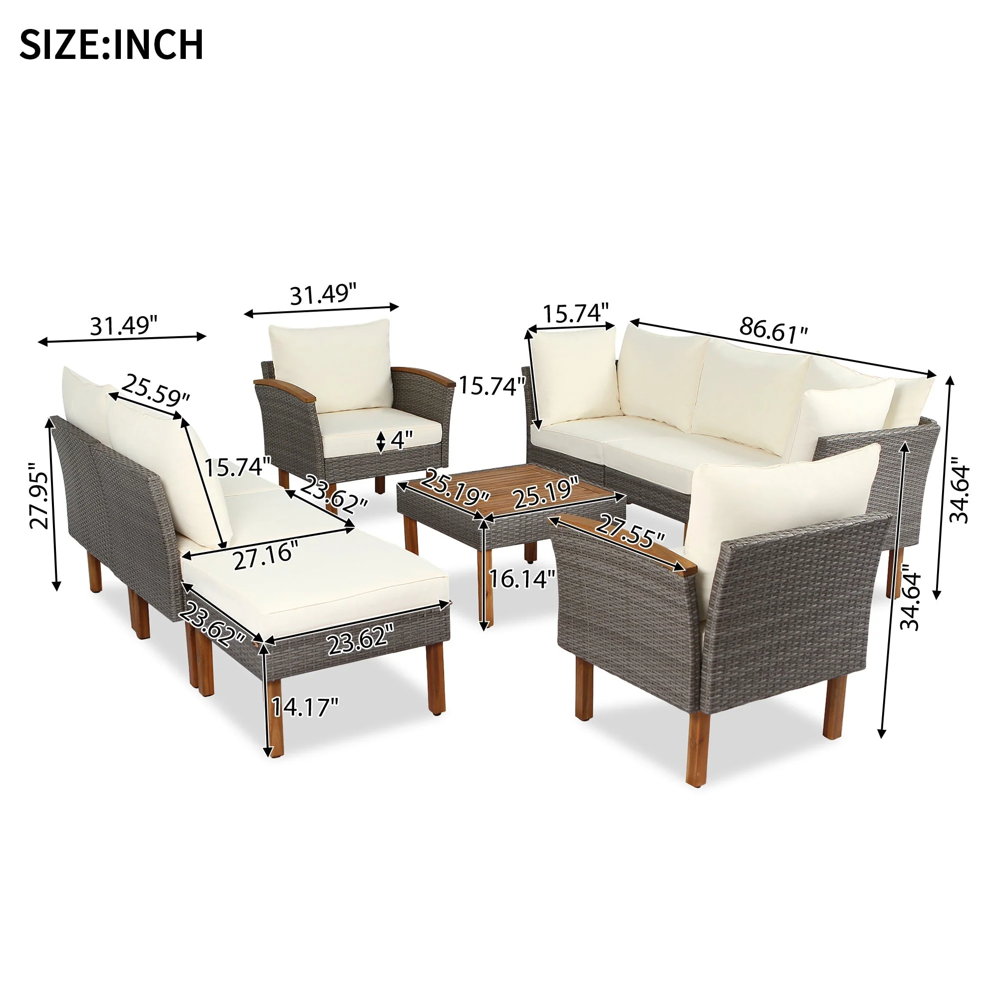 GO 9-Piece Patio Rattan Furniture Set - Image 12