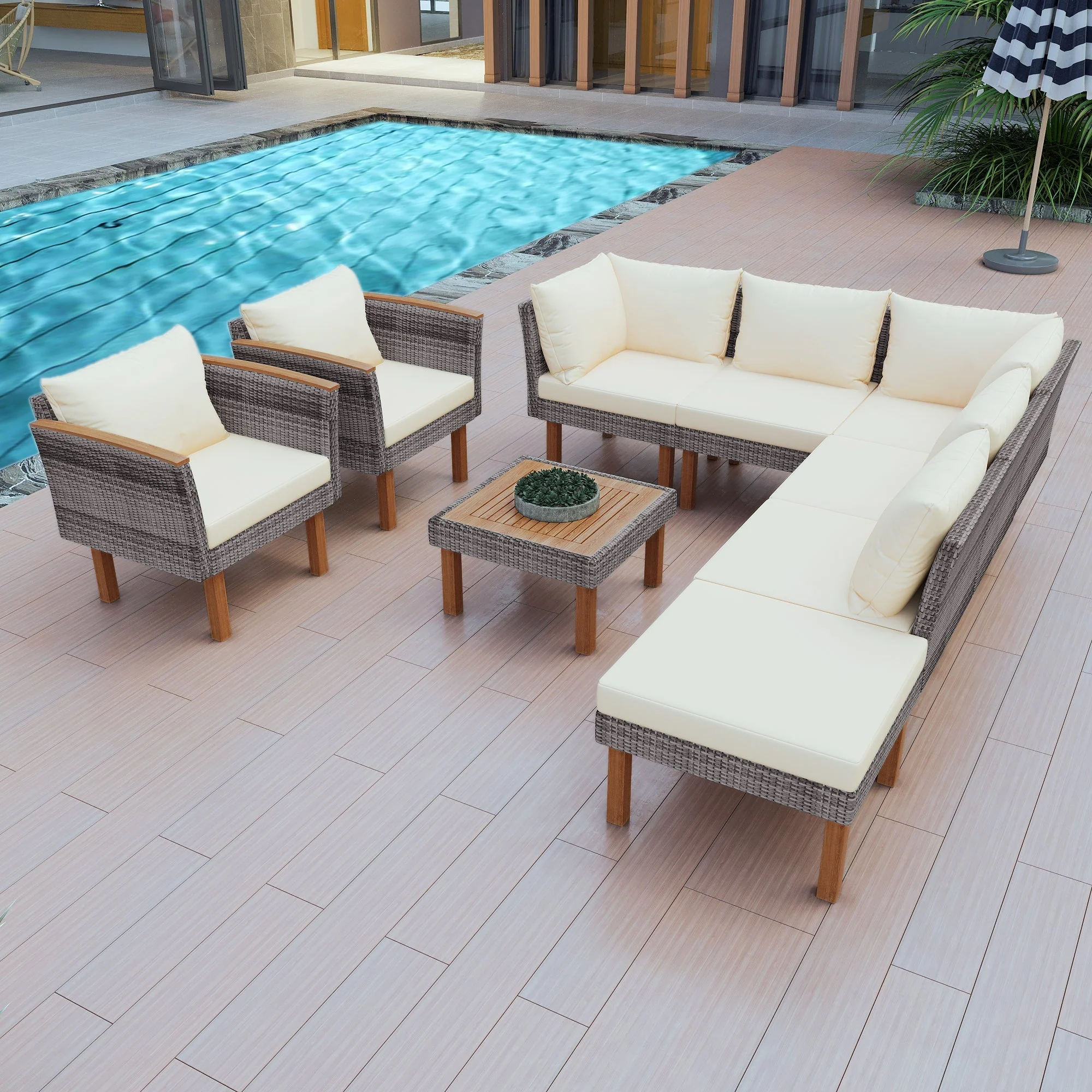 GO 9-Piece Patio Rattan Furniture Set - Image 2