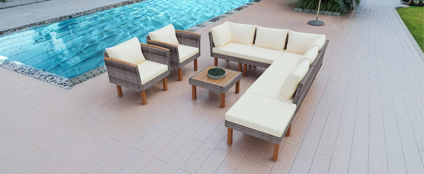GO 9-Piece Patio Rattan Furniture Set - Image 3