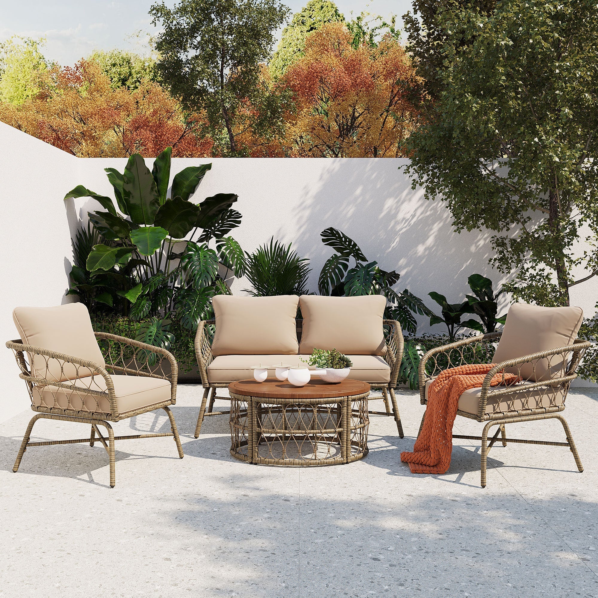 GO Bohemia-Inspired 4-Person Outdoor Seating Group with Removable Cushions - Image 2