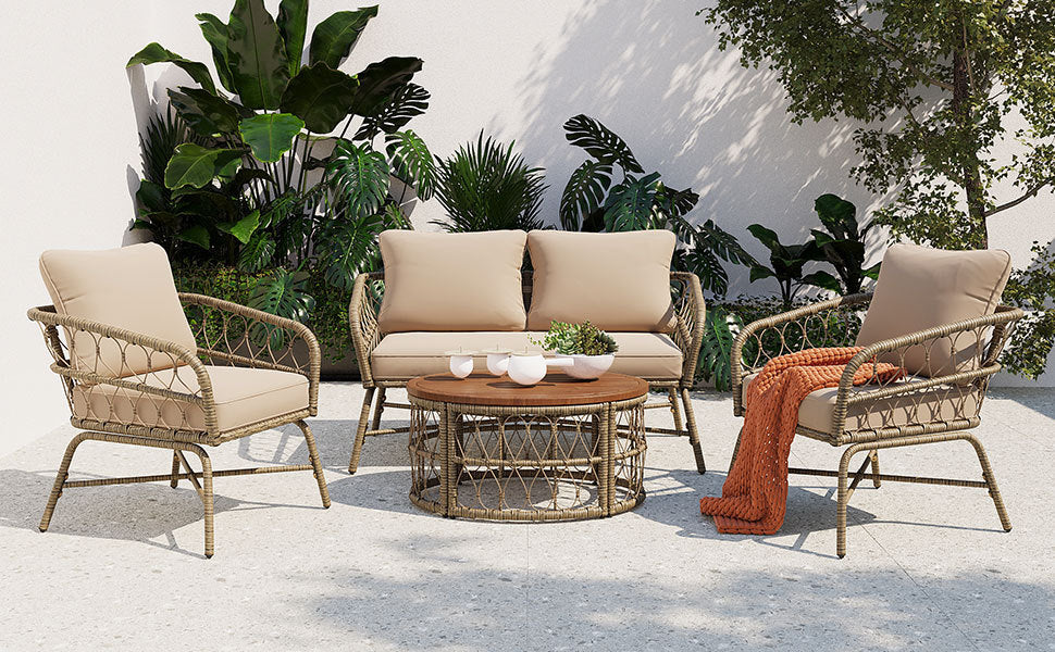 GO Bohemia-Inspired 4-Person Outdoor Seating Group with Removable Cushions - Image 3