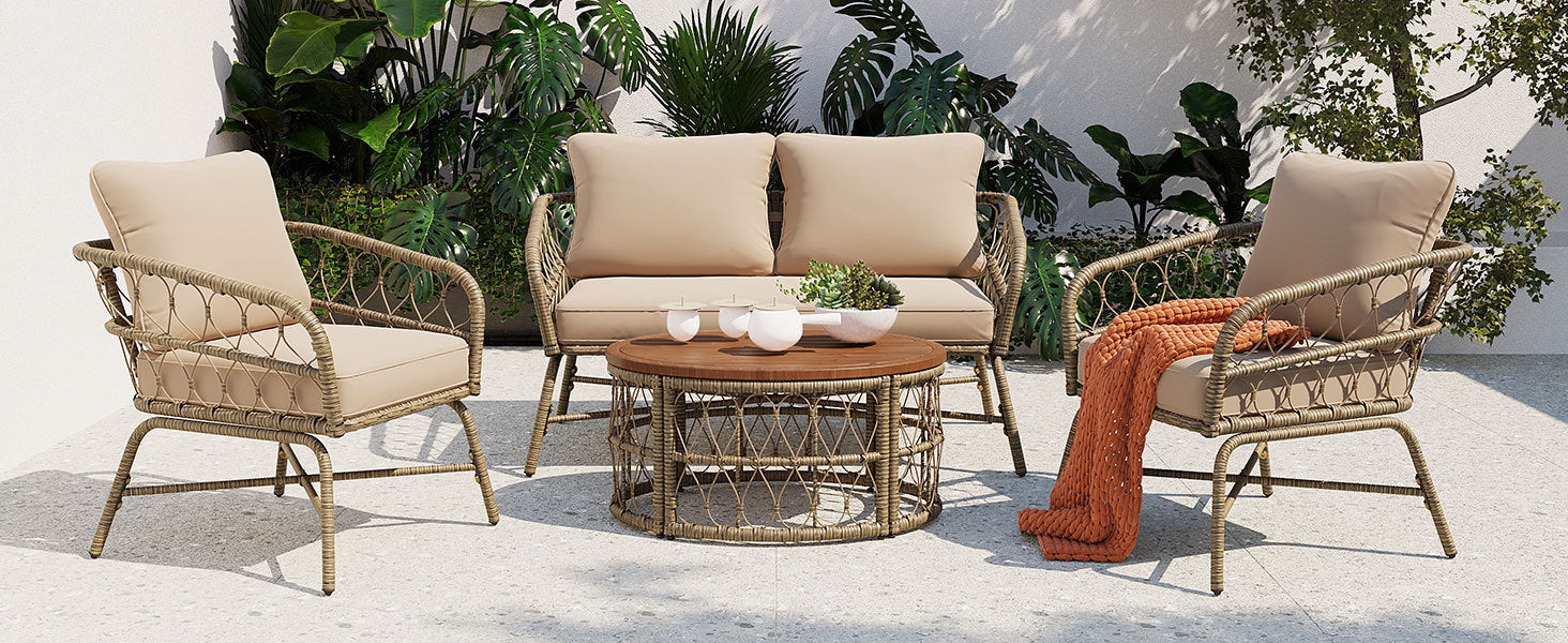GO Bohemia-Inspired 4-Person Outdoor Seating Group with Removable Cushions - Image 4