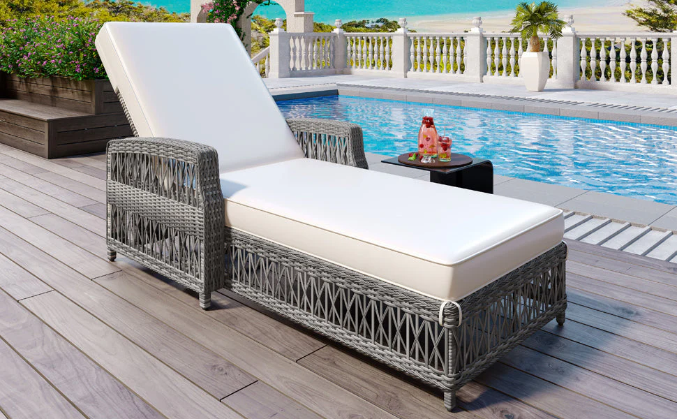 GO Outdoor Long Reclining Chaise with Cushions - Image 3