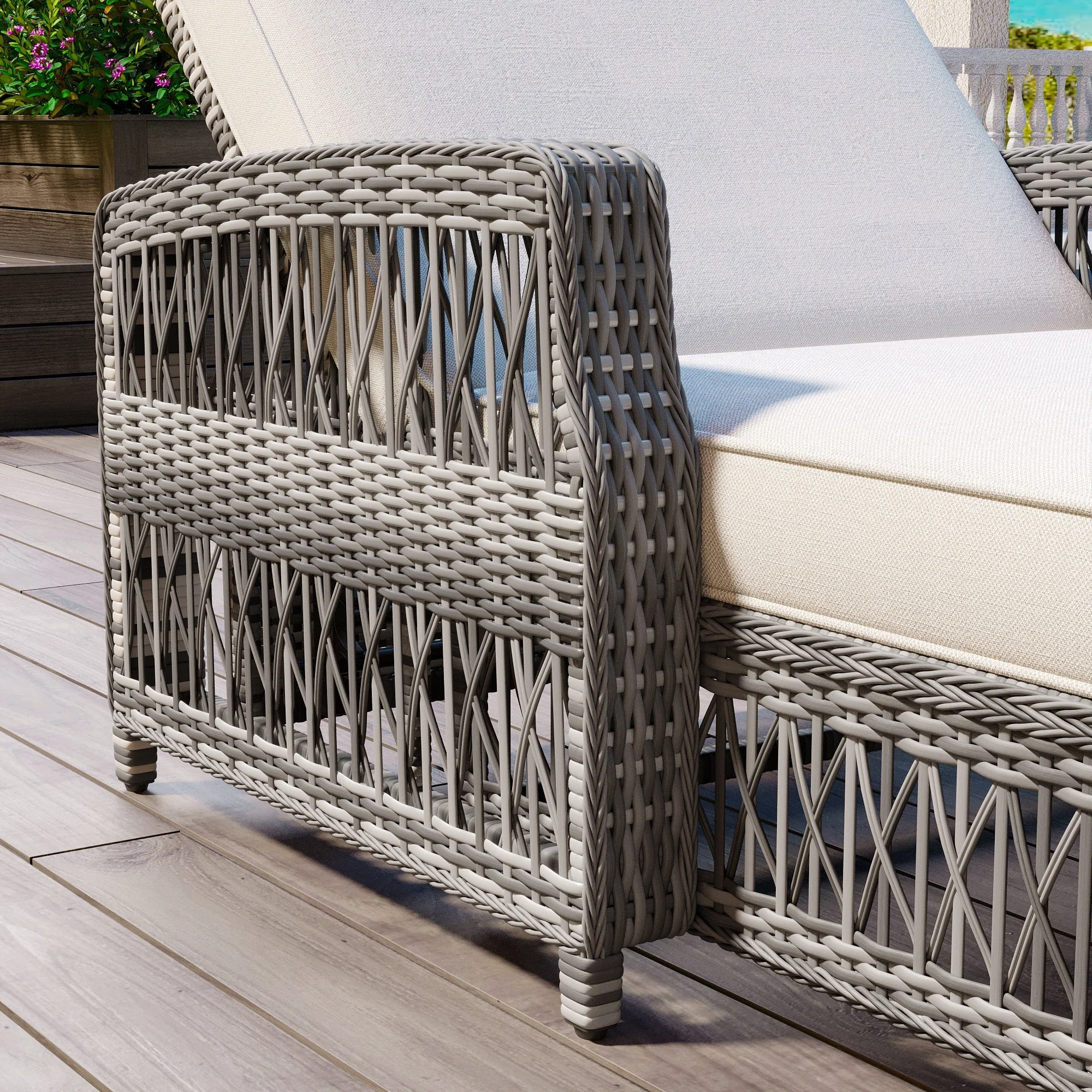 GO Outdoor Long Reclining Chaise with Cushions - Image 4