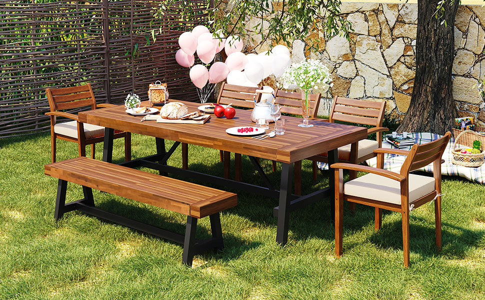 GO Outdoor Wood Dining Set For 7-8 Persons - Image 3