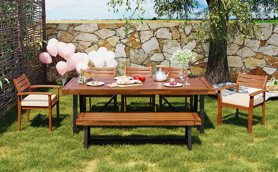 GO Outdoor Wood Dining Set For 7-8 Persons - Image 4