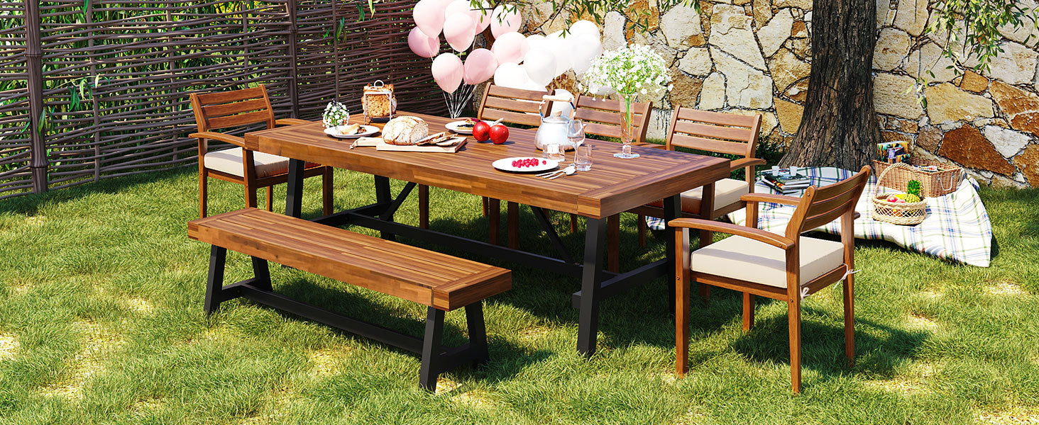 GO Outdoor Wood Dining Set For 7-8 Persons - Image 5