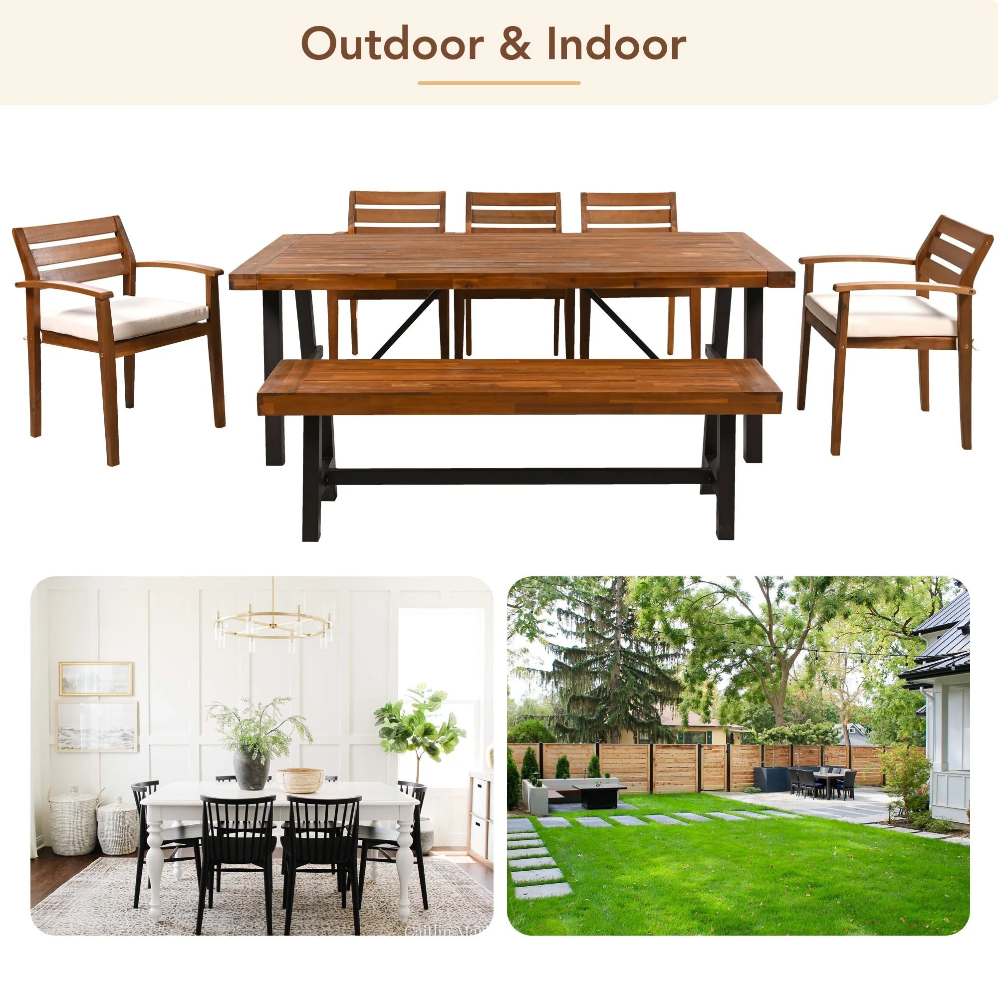 GO Outdoor Wood Dining Set For 7-8 Persons - Image 8