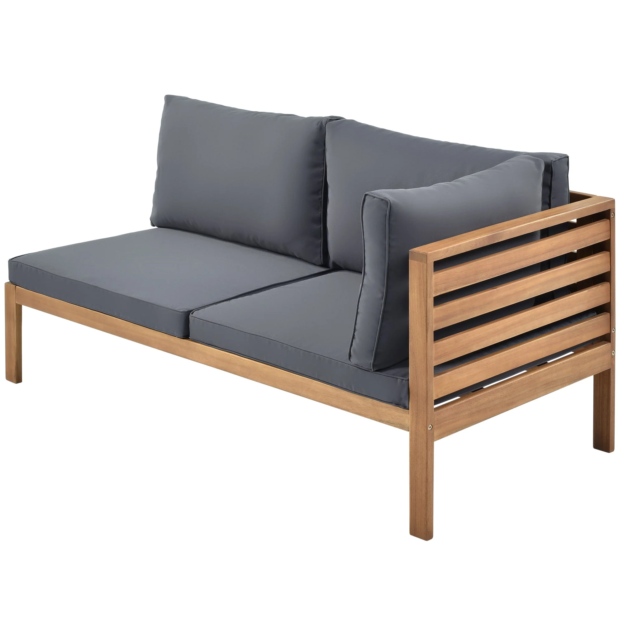 GO Wood Structure Outdoor Sofa Set with Gray Cushions - Image 10