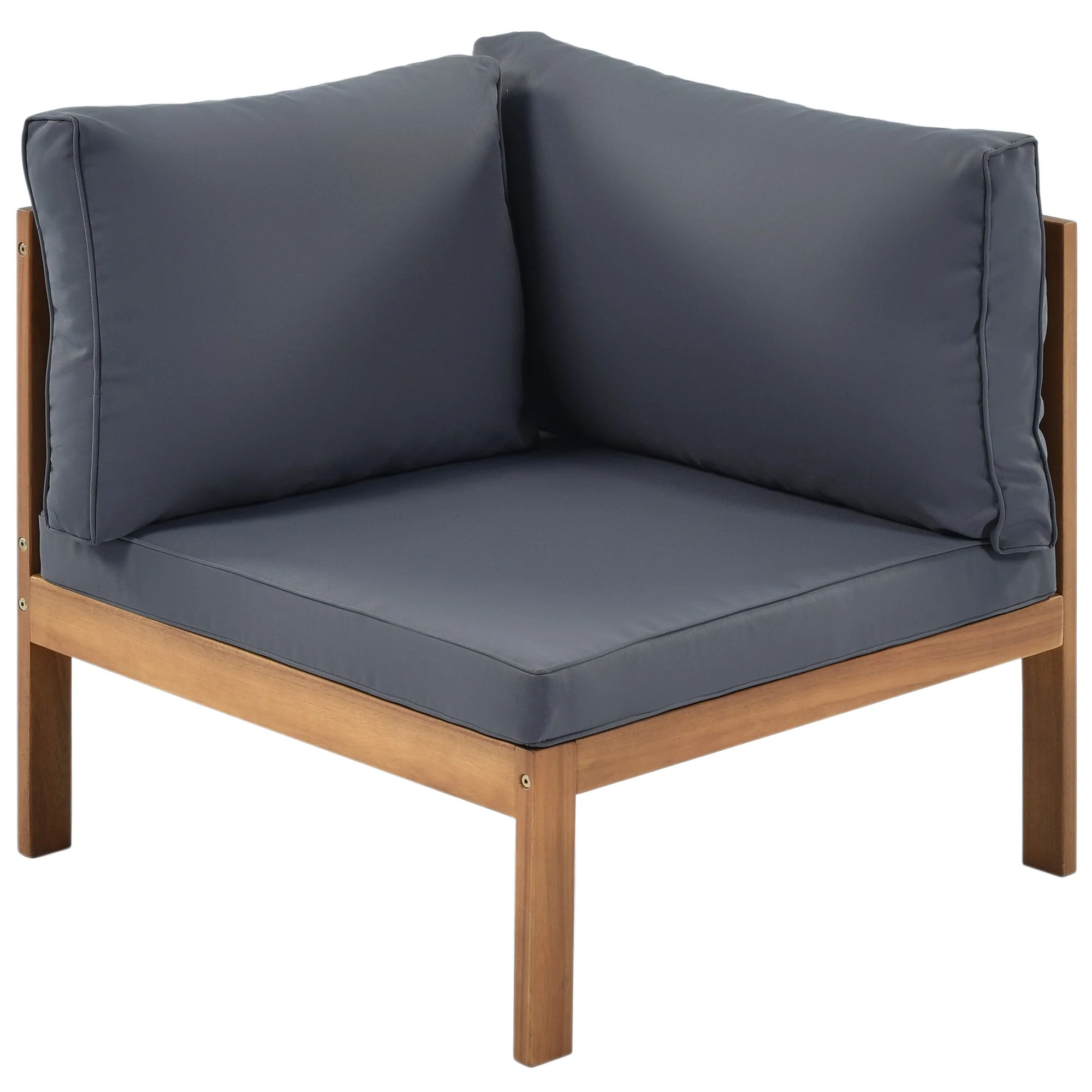 GO Wood Structure Outdoor Sofa Set with Gray Cushions - Image 11