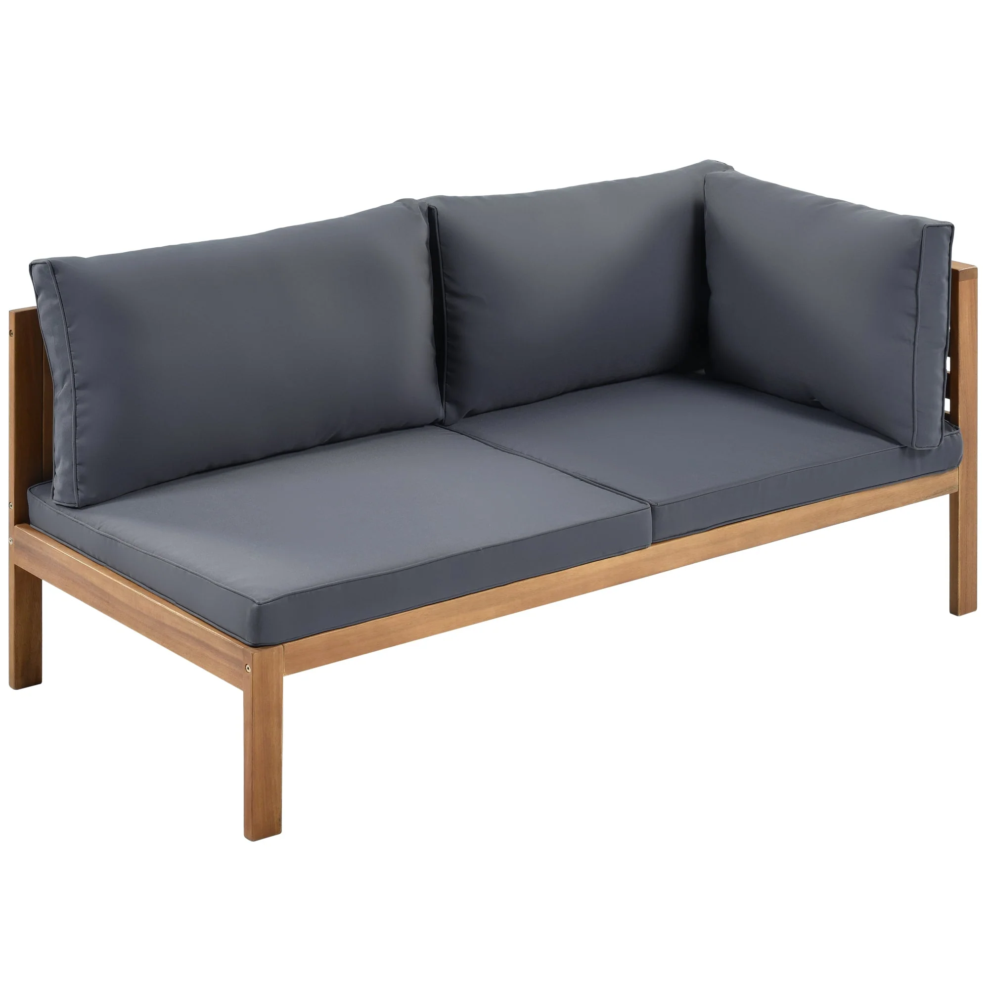 GO Wood Structure Outdoor Sofa Set with Gray Cushions - Image 9