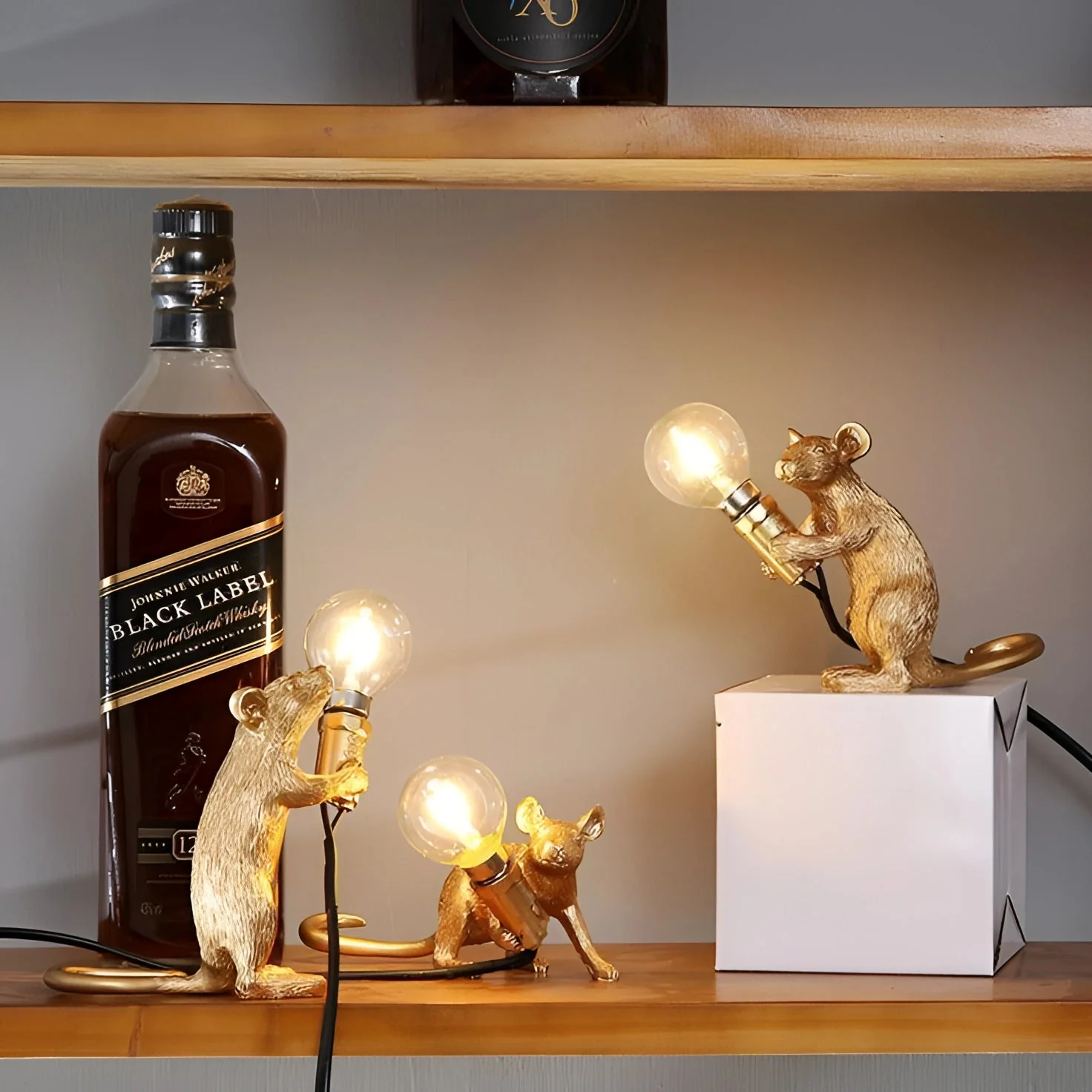Gold Mouse Table Lamp Animal Shaped Desk Light Quirky Home Decor - Image 4