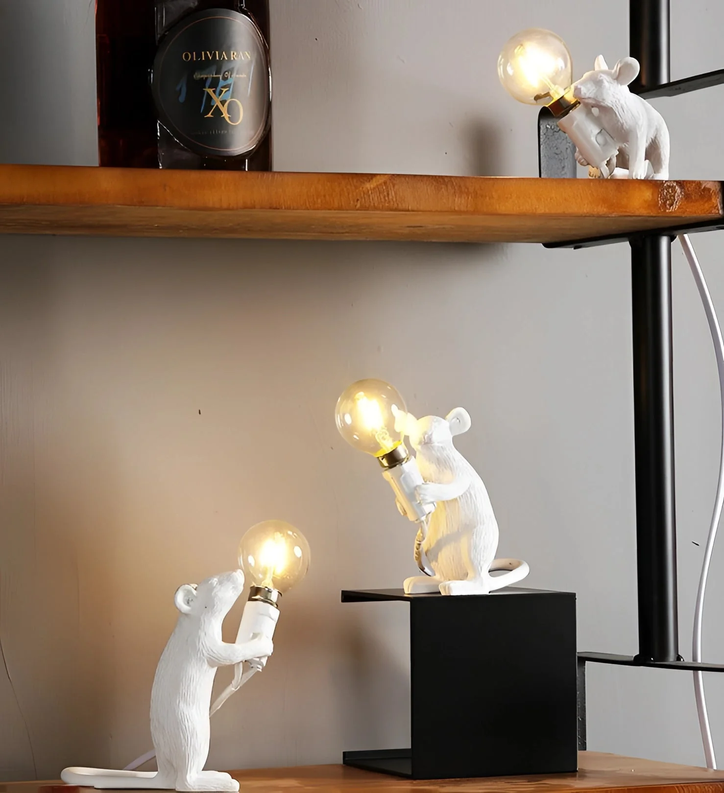 Gold Mouse Table Lamp Animal Shaped Desk Light Quirky Home Decor - Image 5