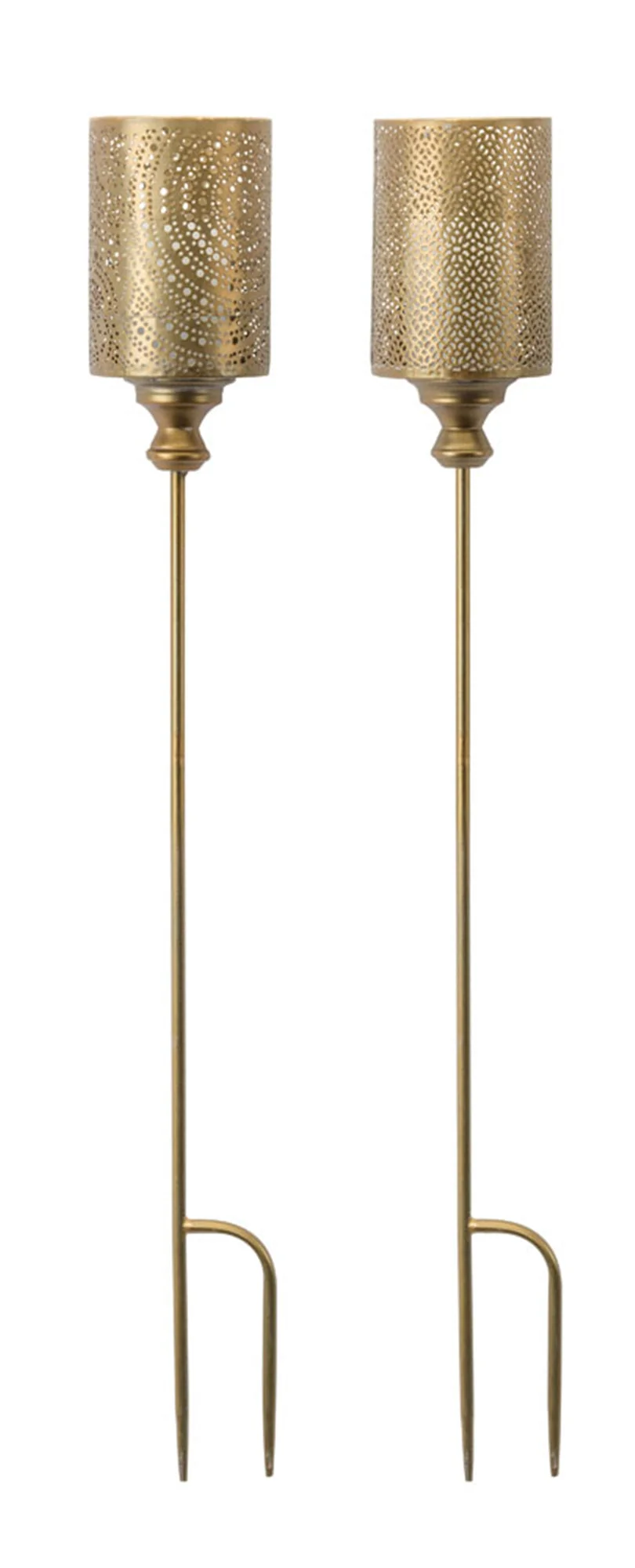 Gold Punched Metal Candle Holder Garden Stake (Set of 4) - Image 3