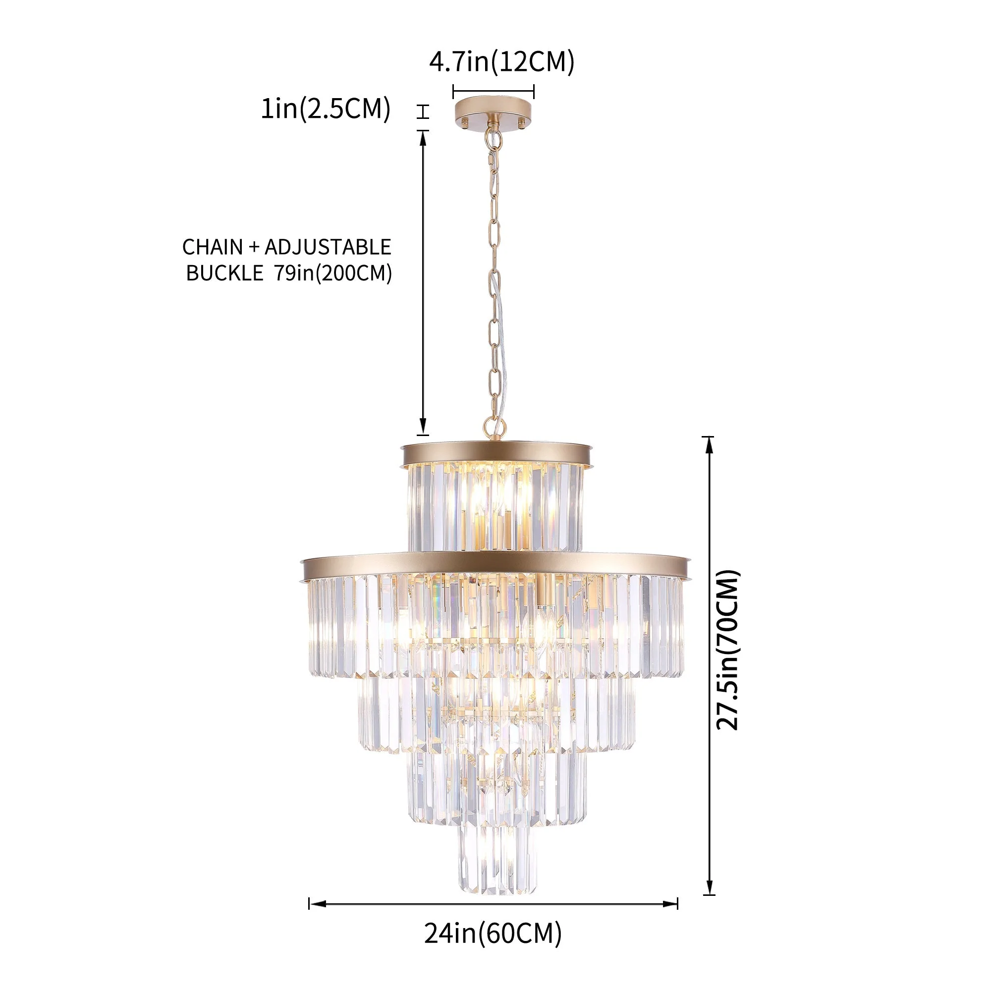 Golden Luxury Crystal Chandelier 23.6 Inch - Image 11