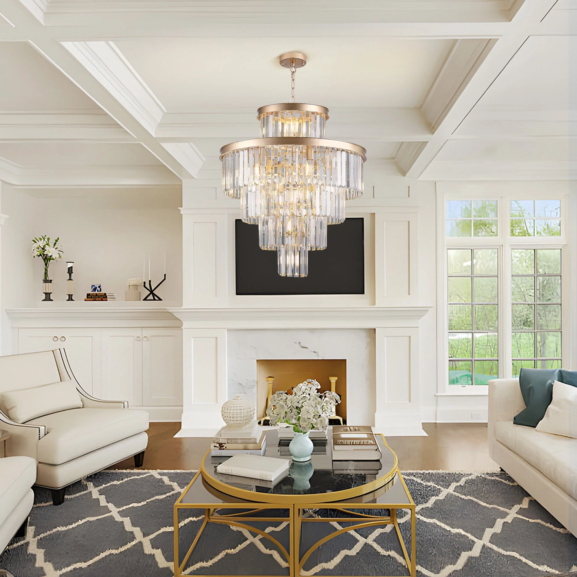 Golden Luxury Crystal Chandelier 23.6 Inch - Image 2