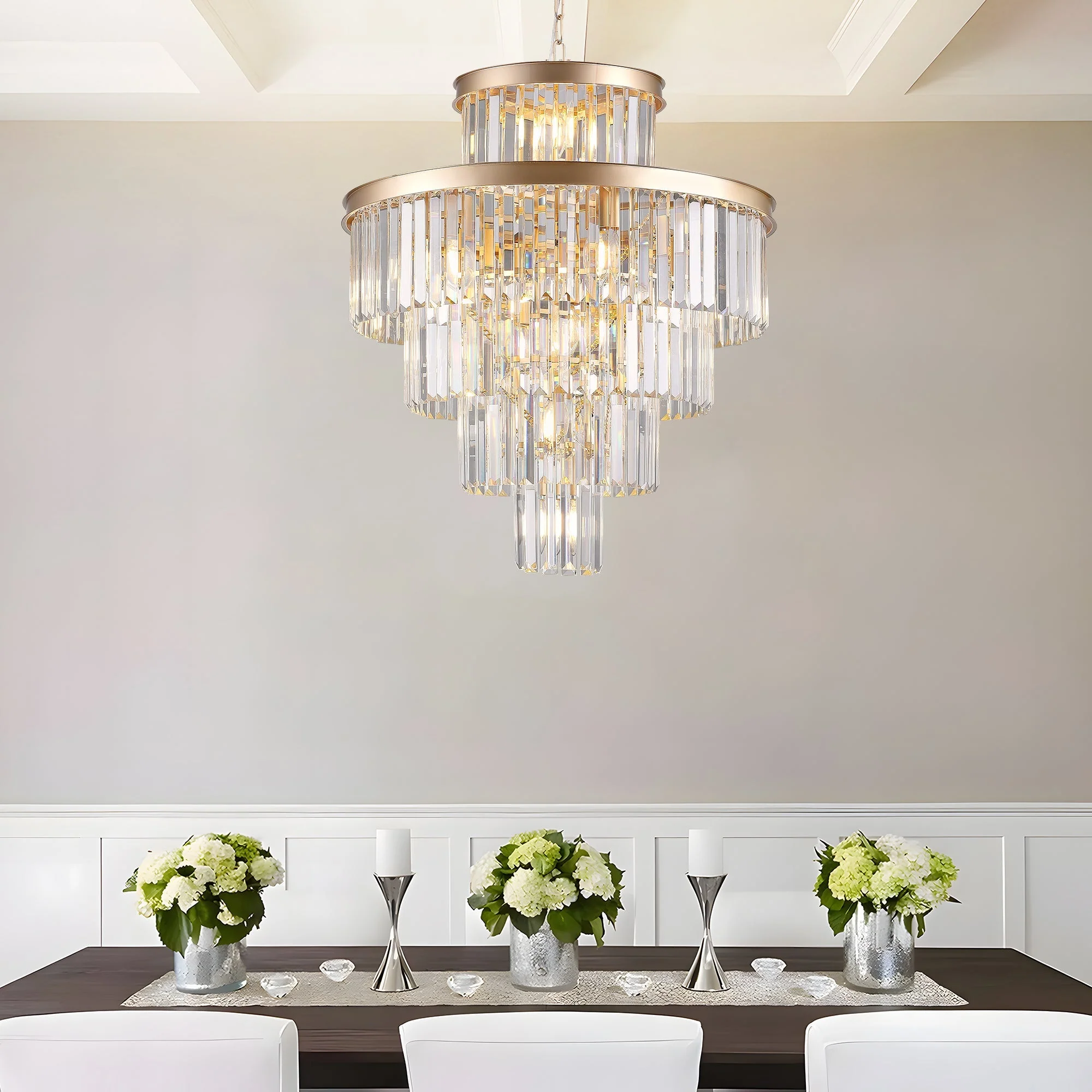 Golden Luxury Crystal Chandelier 23.6 Inch - Image 3