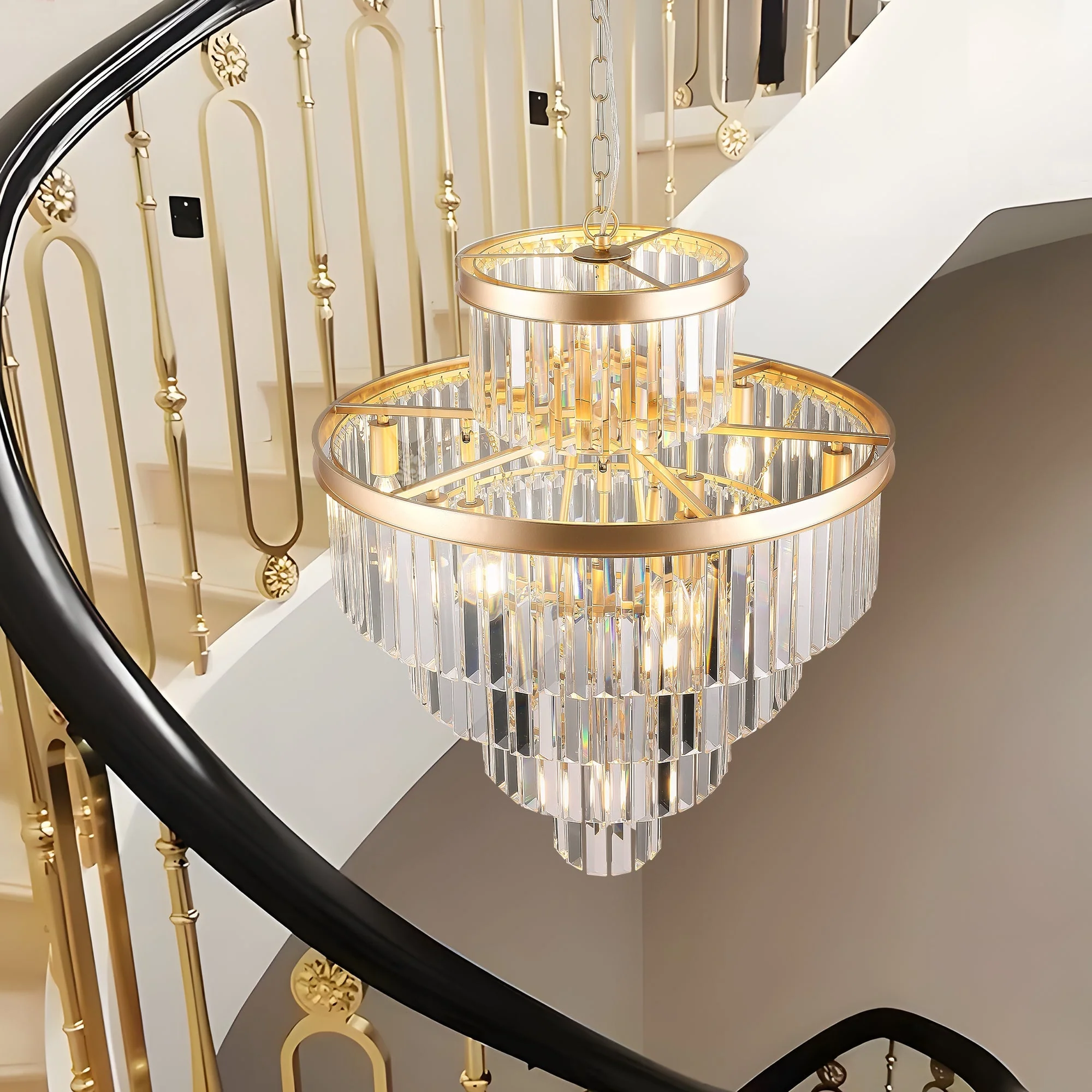 Golden Luxury Crystal Chandelier 23.6 Inch - Image 5