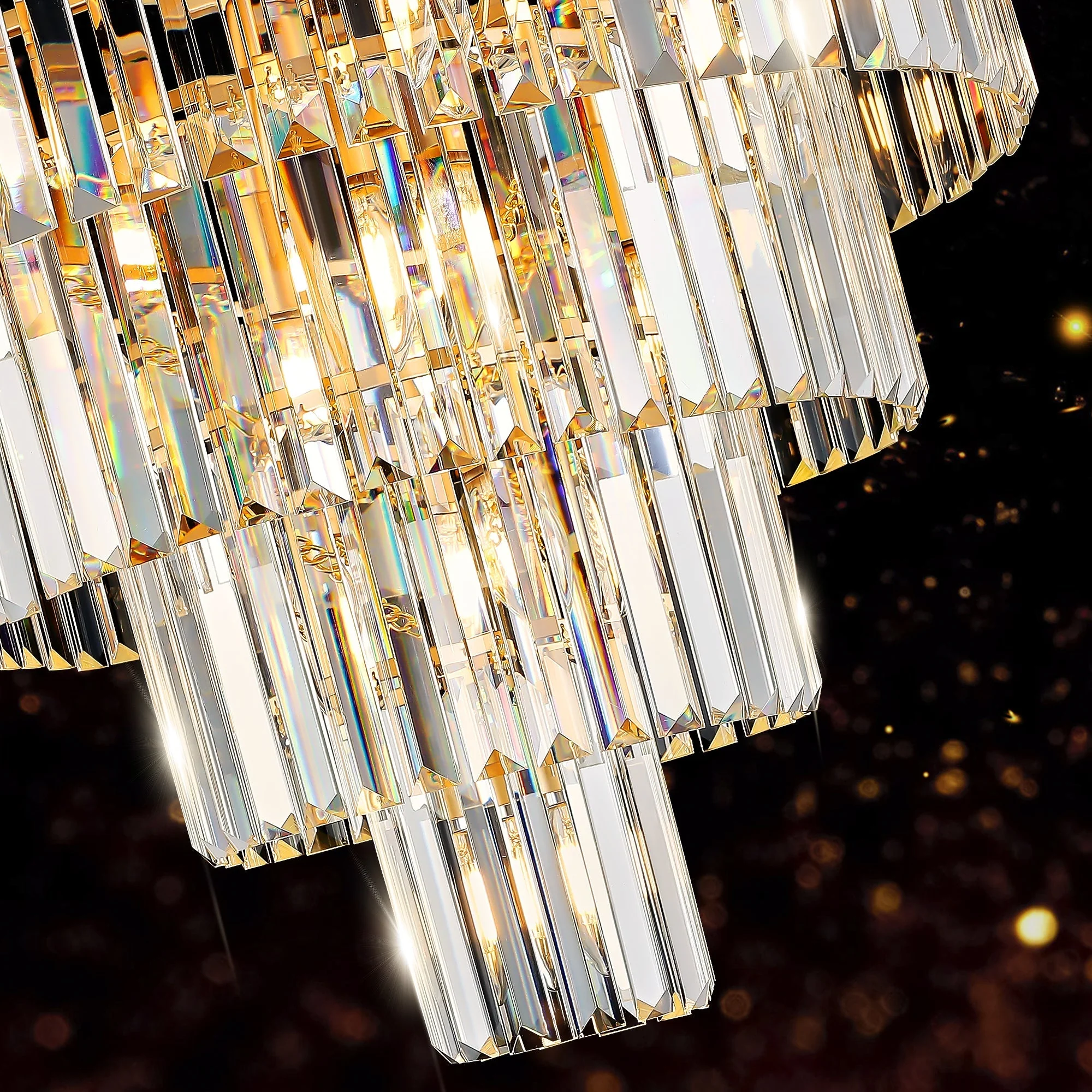 Golden Luxury Crystal Chandelier 23.6 Inch - Image 7