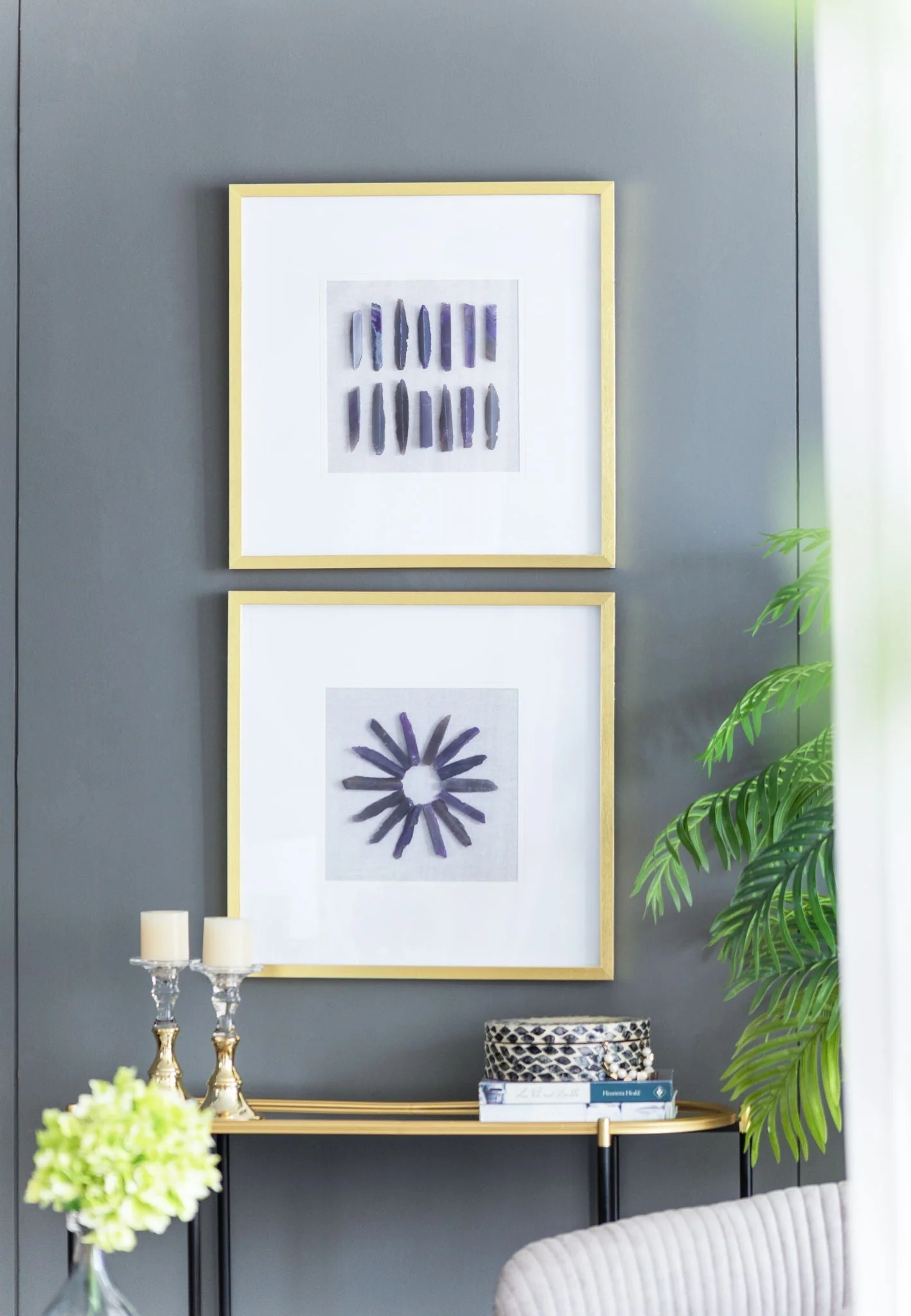 Grace Purple Agate Shadow Boxes Wall Art Set of 2 - Multicolor