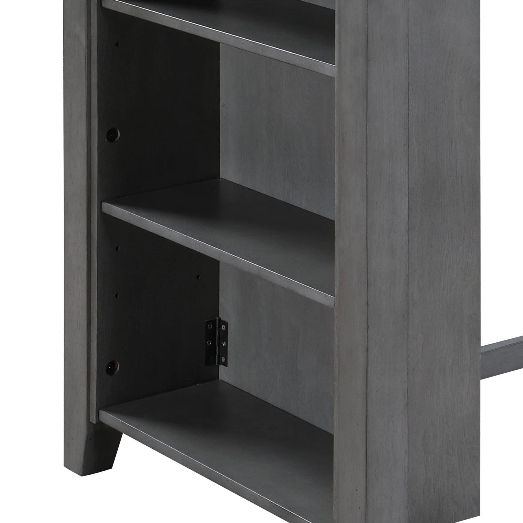 Graham 36' 3-Piece Gray Finish Small Space Counter Height Dining Table with Shelves and 2 Chairs - Image 11