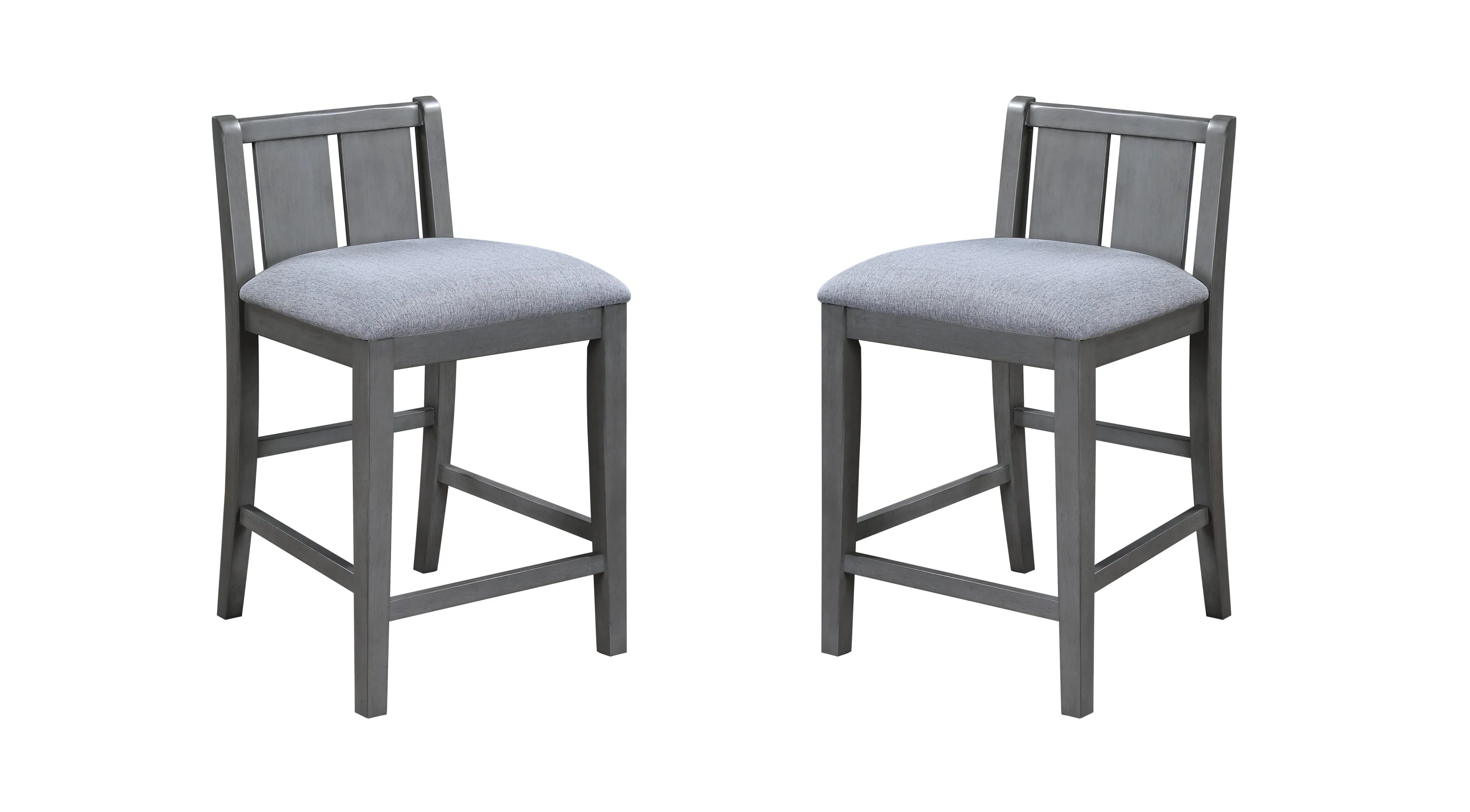 Graham 36' 3-Piece Gray Finish Small Space Counter Height Dining Table with Shelves and 2 Chairs - Image 4