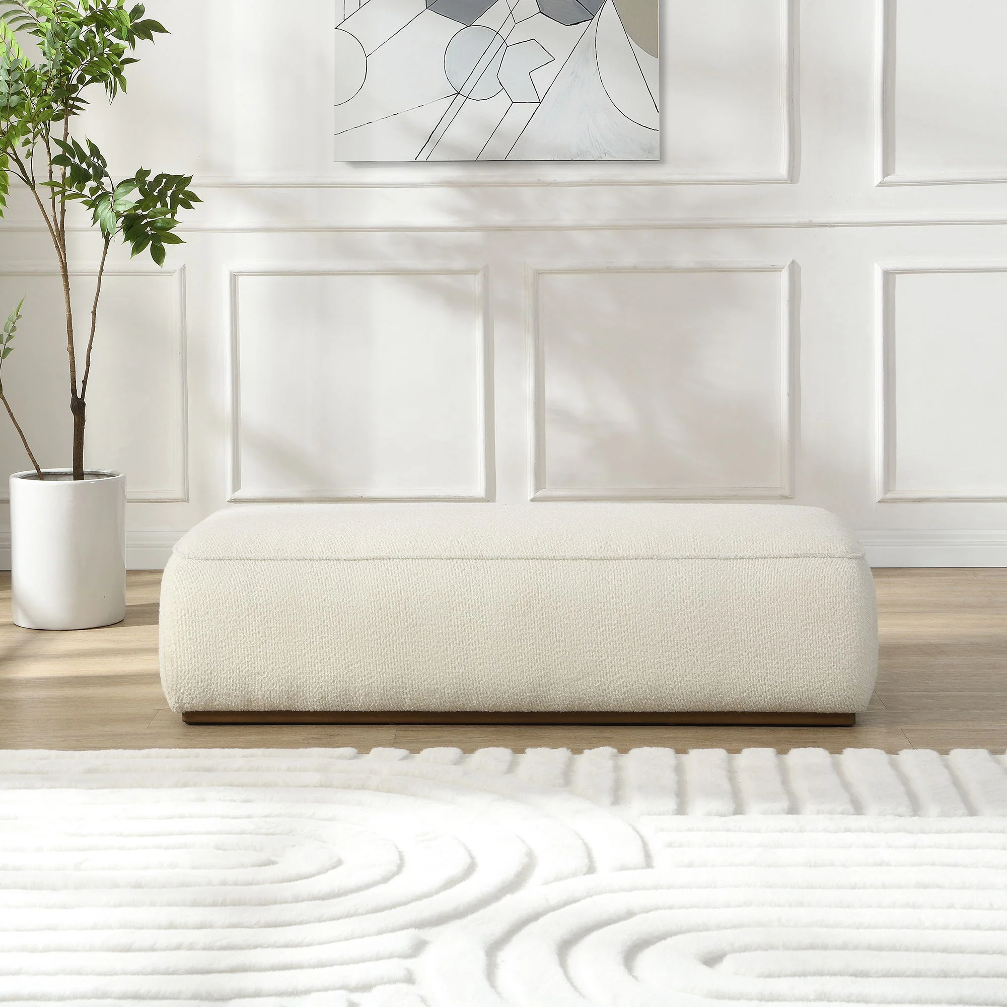 Grainy Footstool for Home - Beige - Image 3