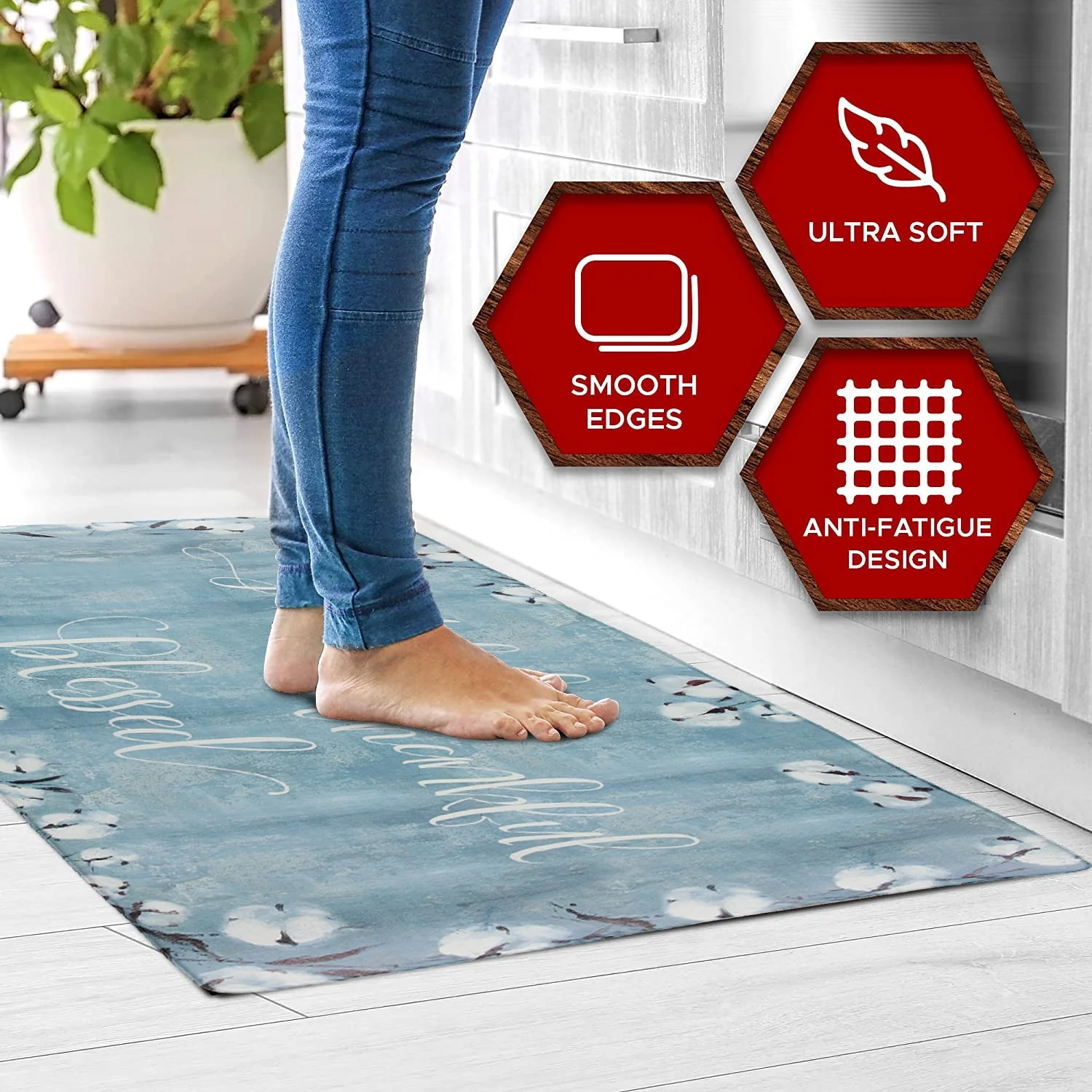 Grateful Thankful Bless Anti-Fatigue Memory Foam Kitchen Mat - Image 10