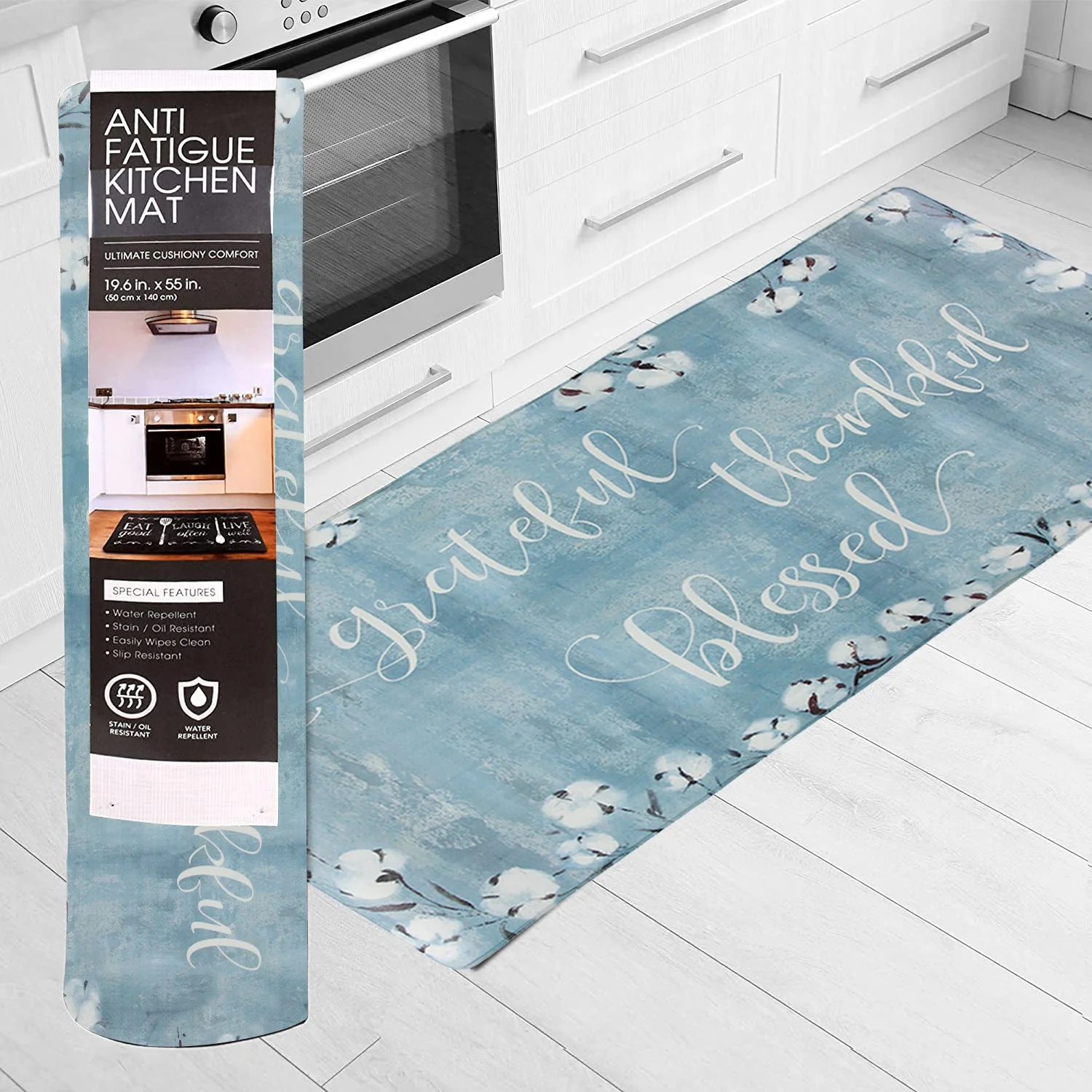 Grateful Thankful Bless Anti-Fatigue Memory Foam Kitchen Mat - Image 8