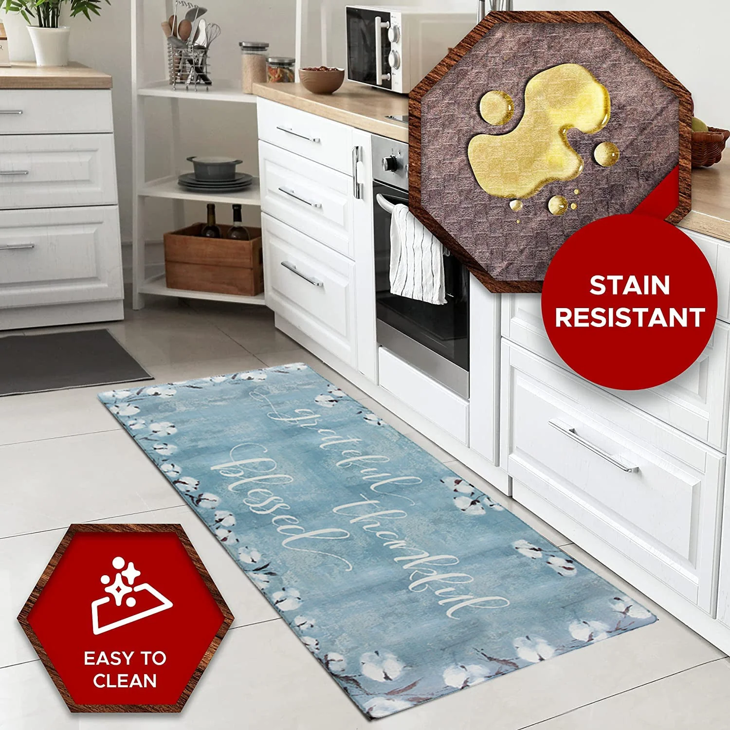 Grateful Thankful Bless Anti-Fatigue Memory Foam Kitchen Mat - Image 9