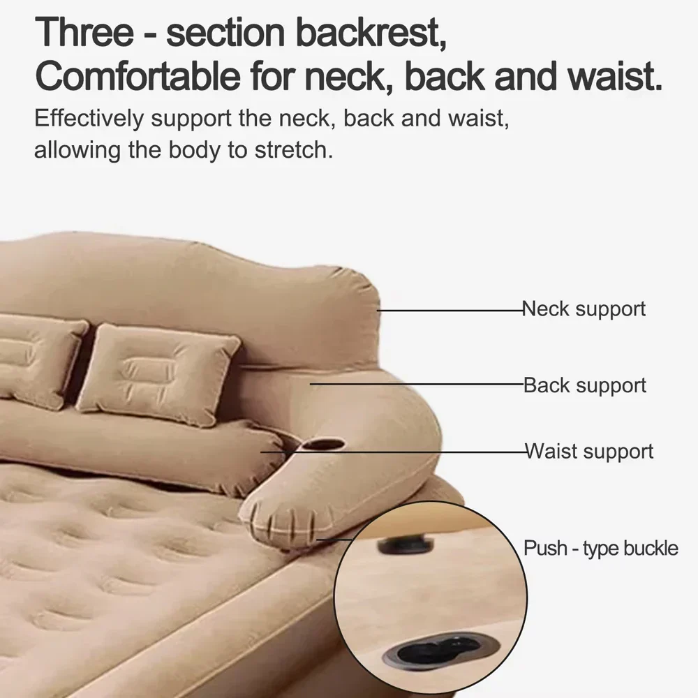 Gray 2-Person Inflatable Air Mattress 48cm High Folding Bed for Camping Home - Image 5