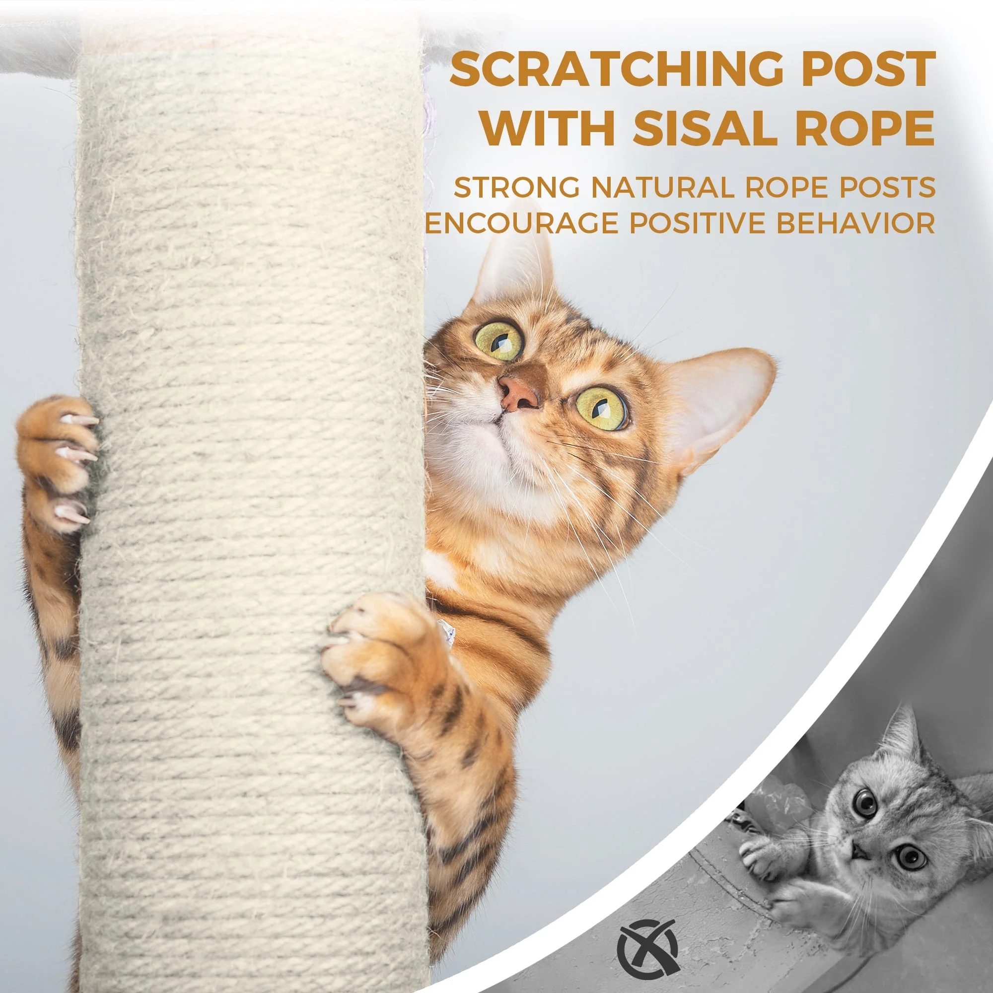 Gray Cat Tree with 3 Condos and Sisal Scratching Posts - Image 11